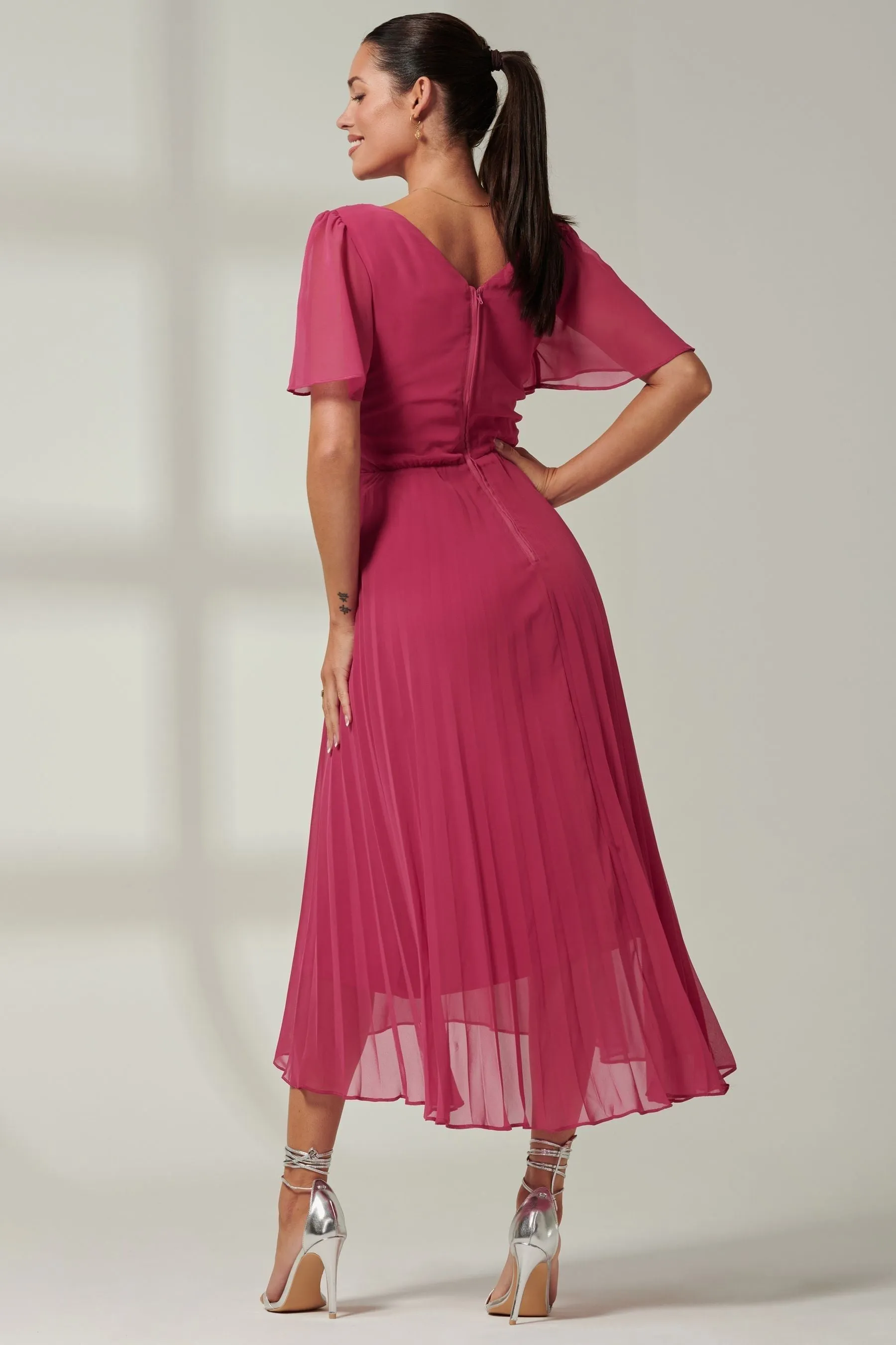 Jolie Moi - Elene A pieghe - Abito maxi asimmetrico in chiffon