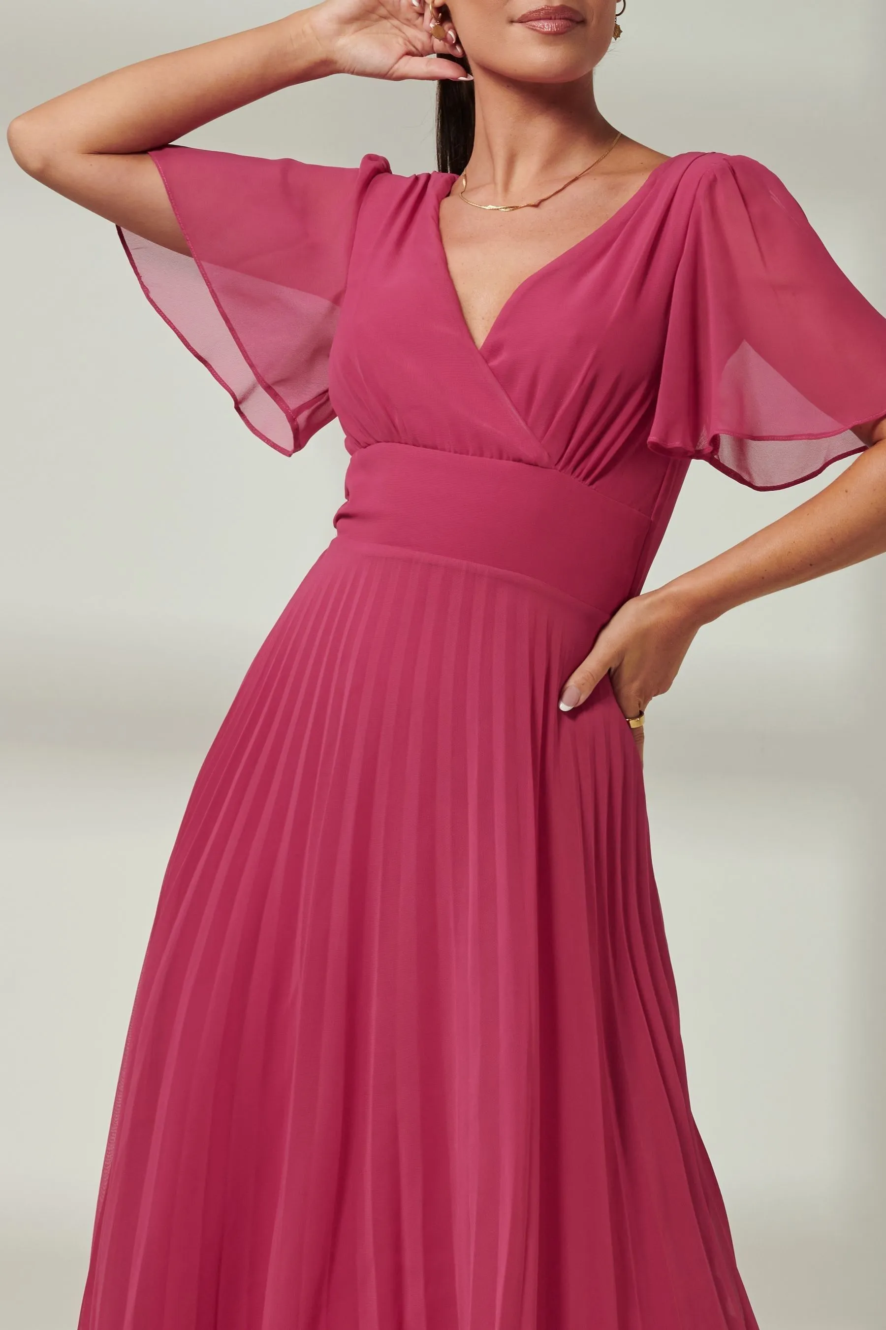 Jolie Moi - Elene A pieghe - Abito maxi asimmetrico in chiffon
