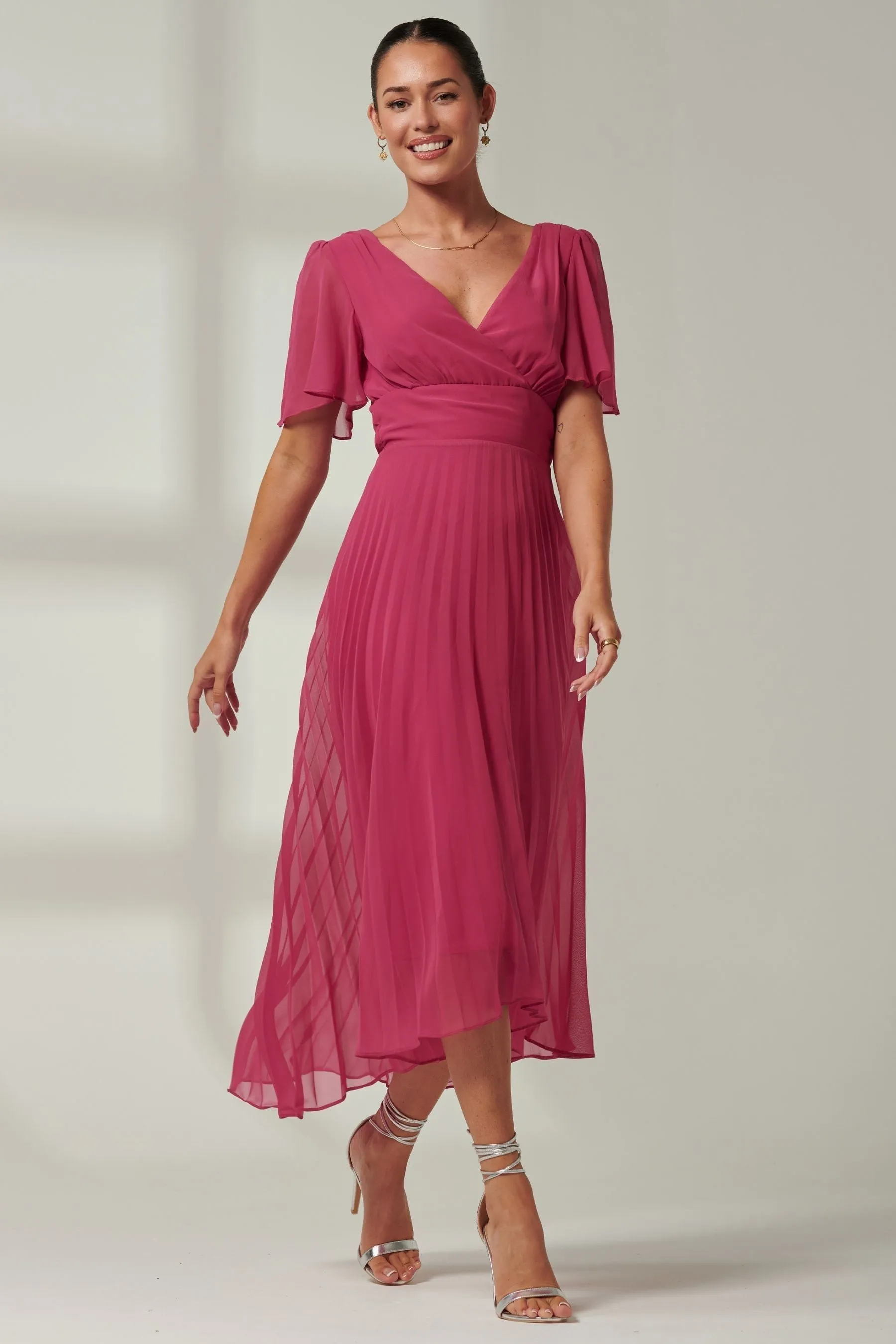 Jolie Moi - Elene A pieghe - Abito maxi asimmetrico in chiffon