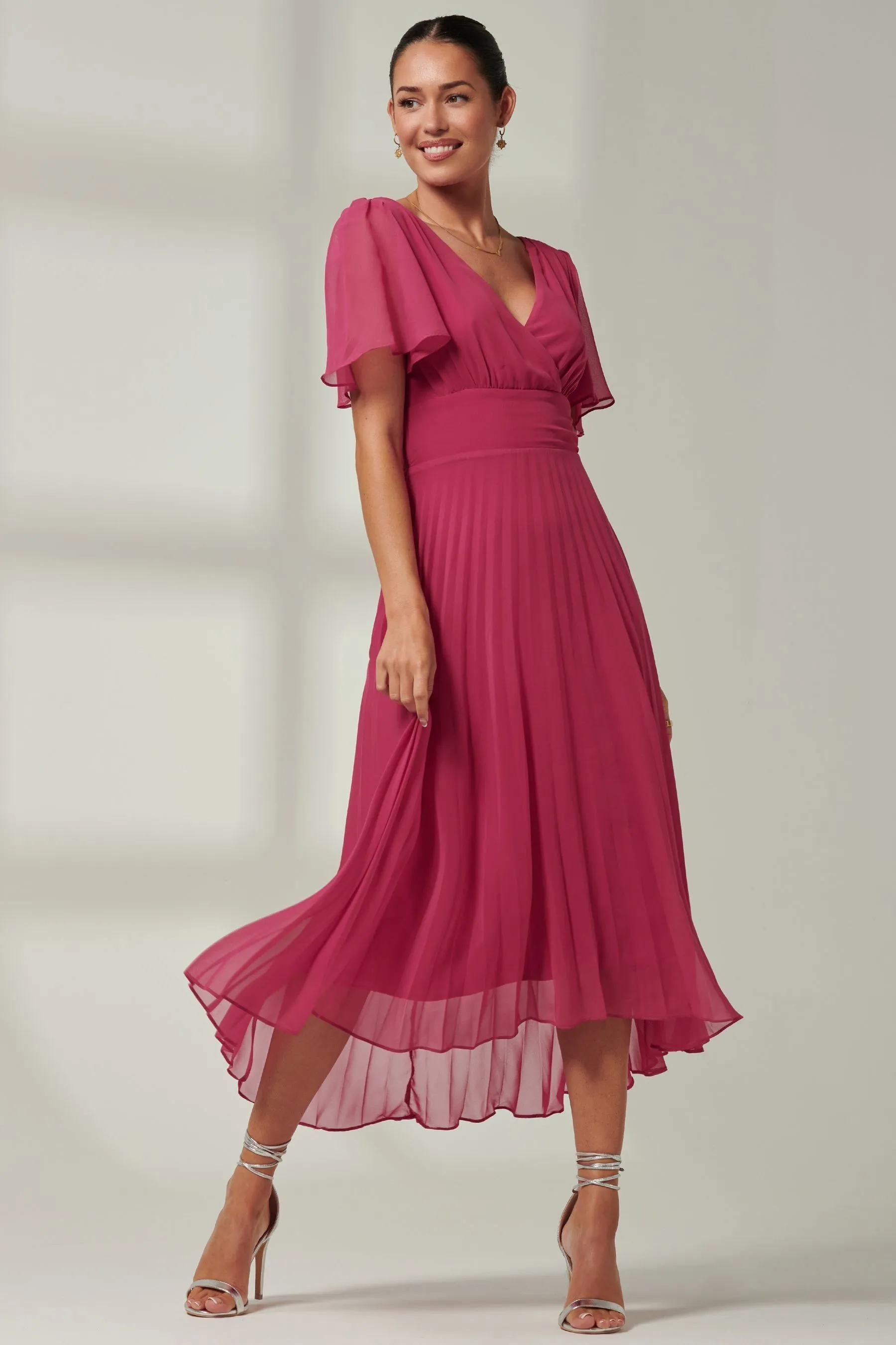 Jolie Moi - Elene A pieghe - Abito maxi asimmetrico in chiffon
