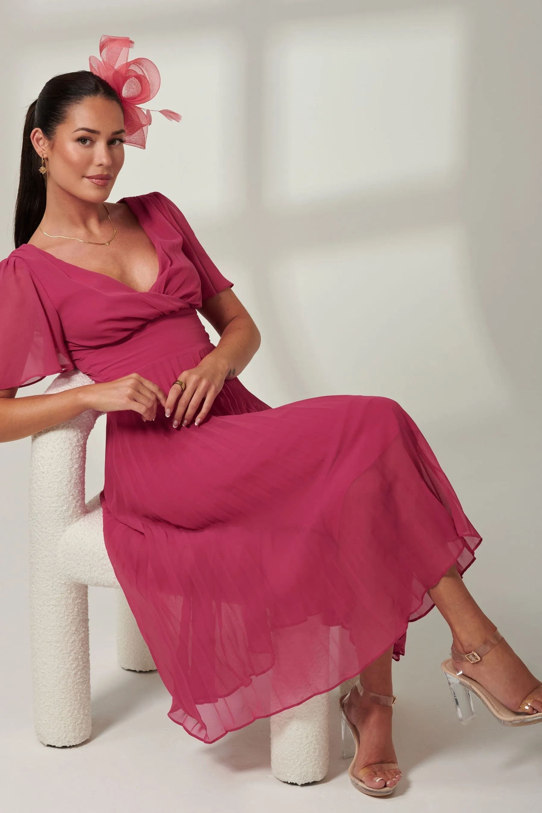 Jolie Moi - Elene A pieghe - Abito maxi asimmetrico in chiffon