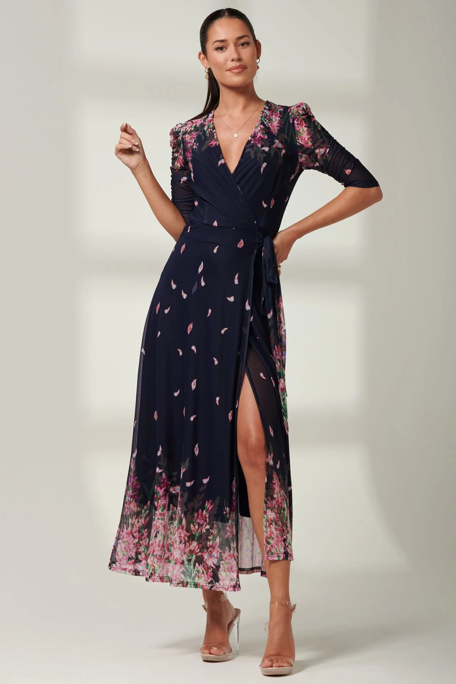 Jolie Moi - Elkana - Abito maxi in Floreale a rete con specchietti