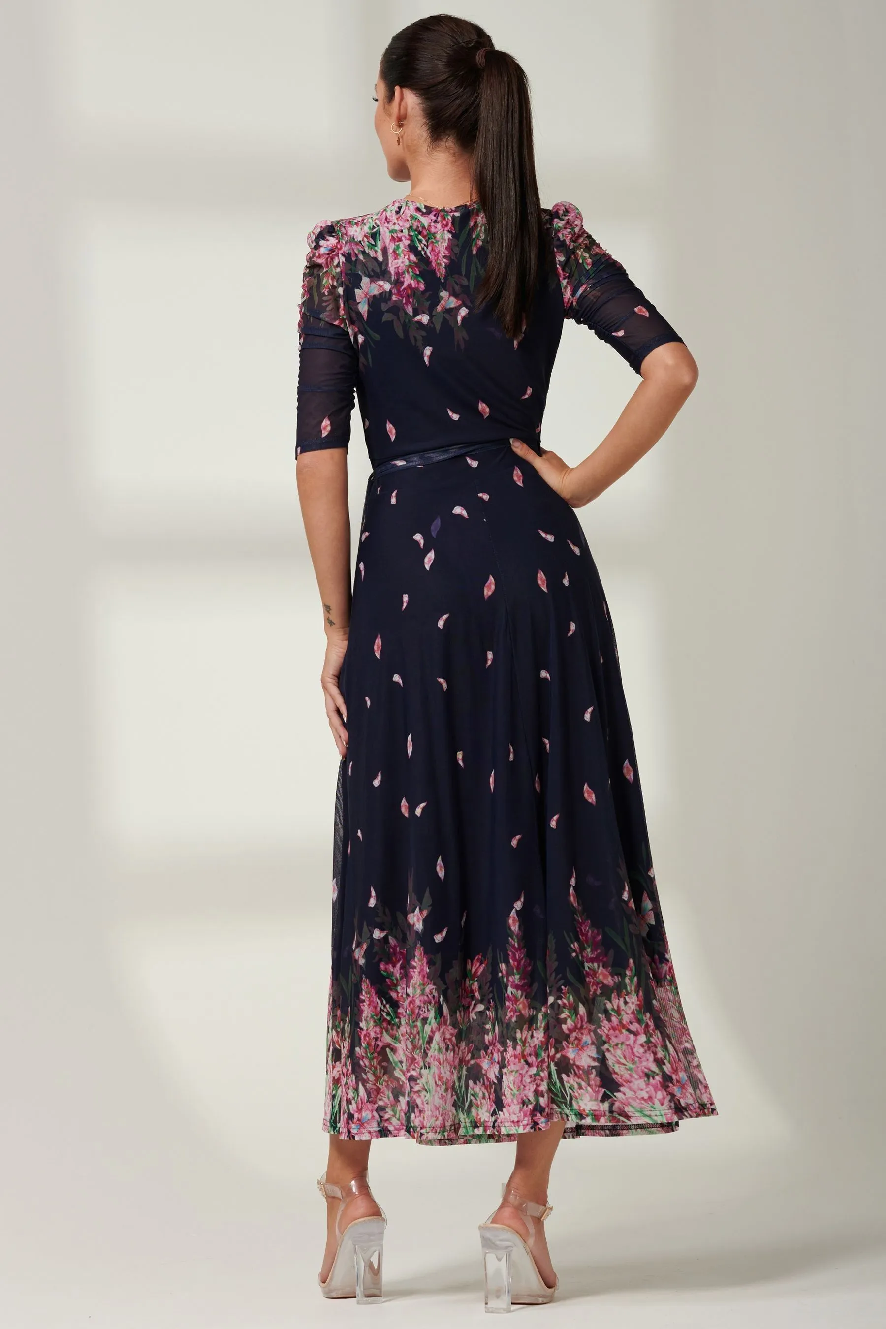 Jolie Moi - Elkana - Abito maxi in Floreale a rete con specchietti