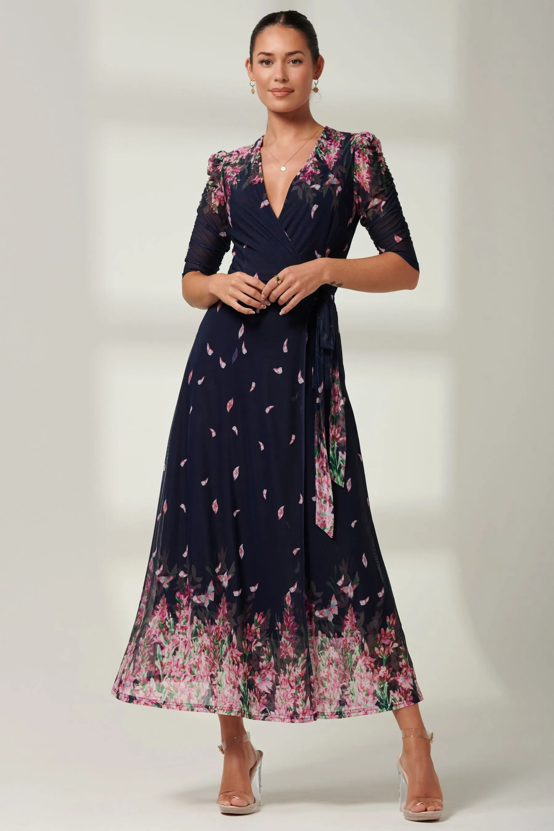 Jolie Moi - Elkana - Abito maxi in Floreale a rete con specchietti