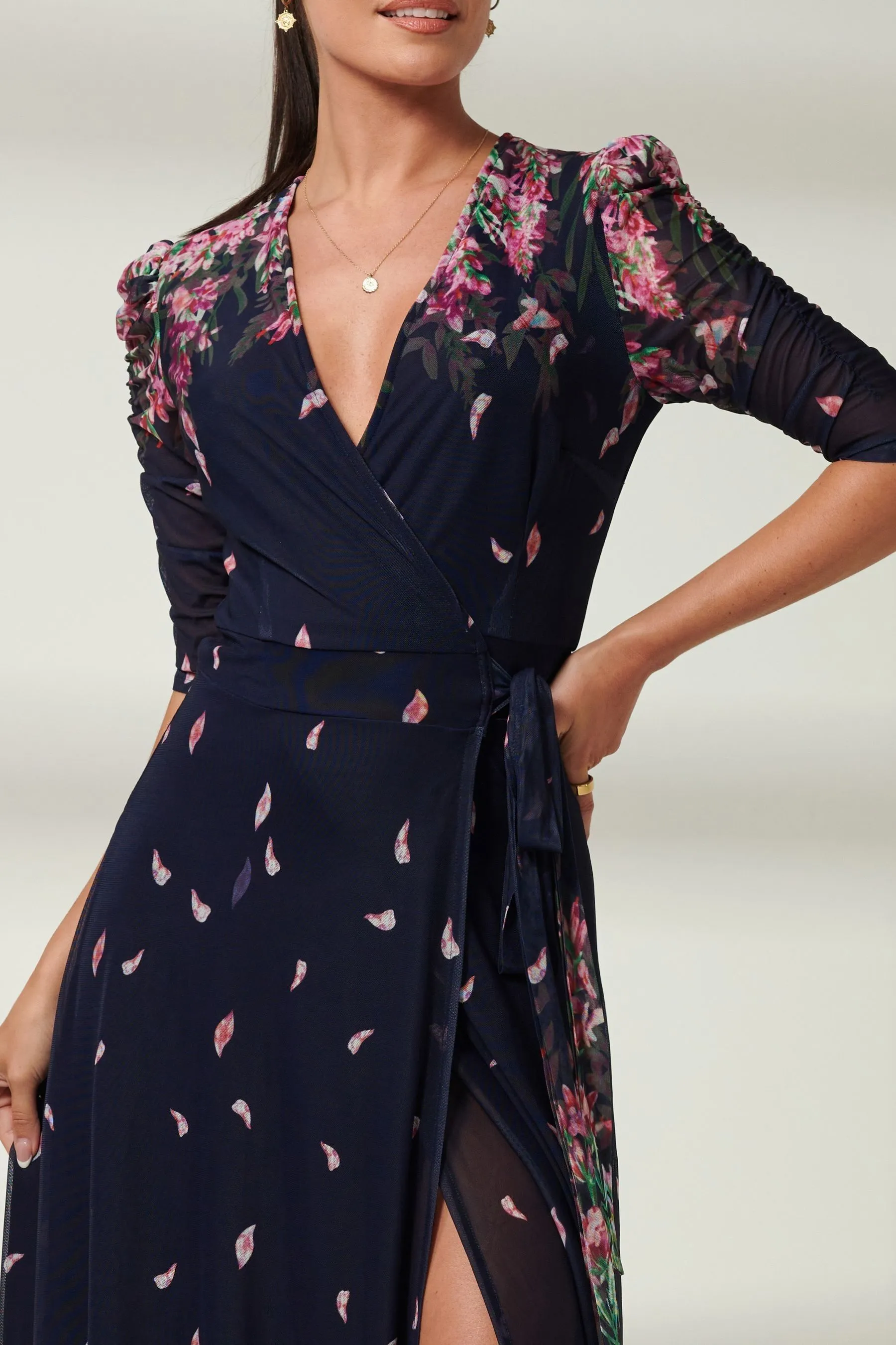 Jolie Moi - Elkana - Abito maxi in Floreale a rete con specchietti