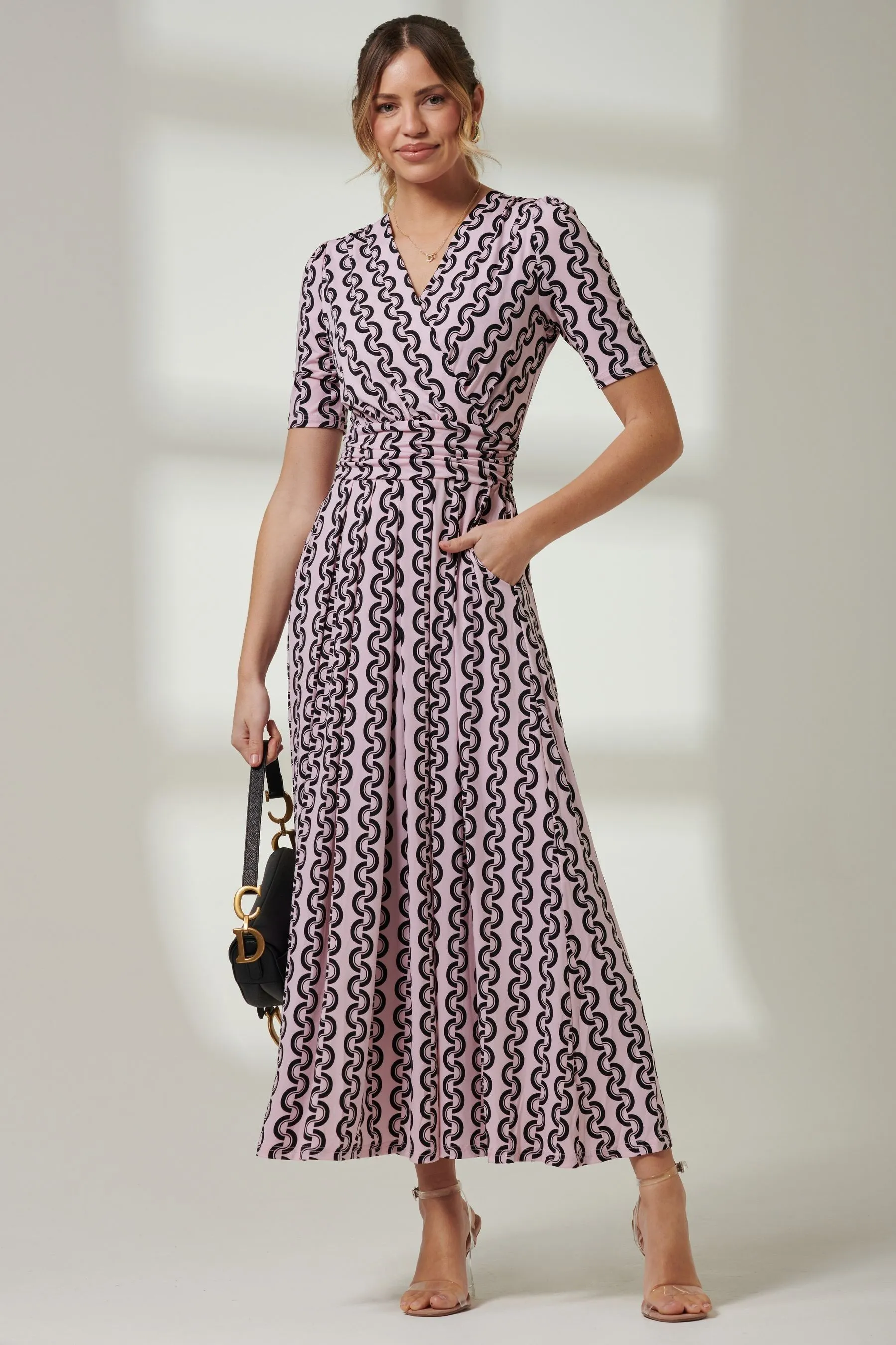 Jolie Moi Manica corta - Abito maxi con scollo a V