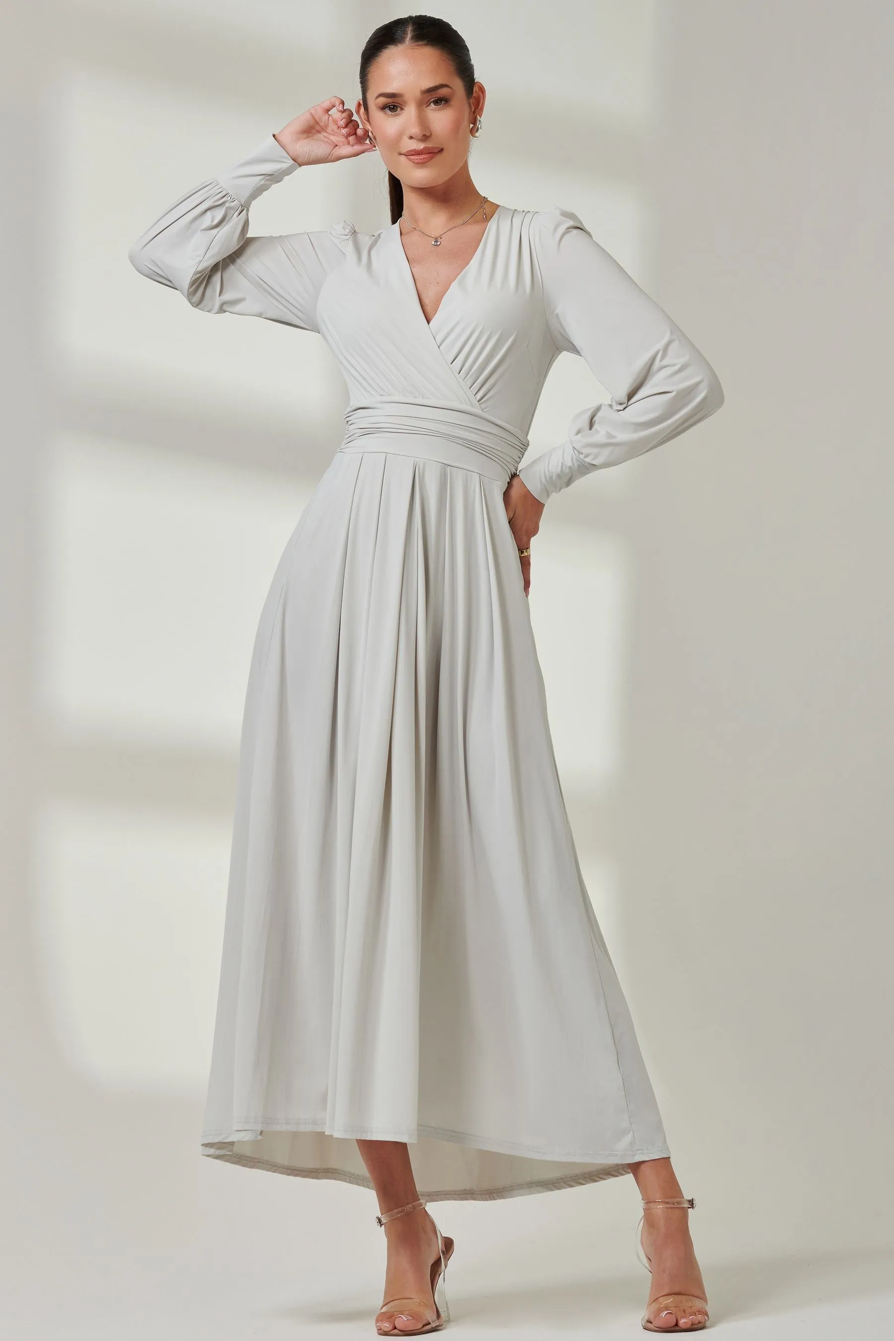 Jolie Moi Manica lunga - Abito maxi in morbido jersey seta