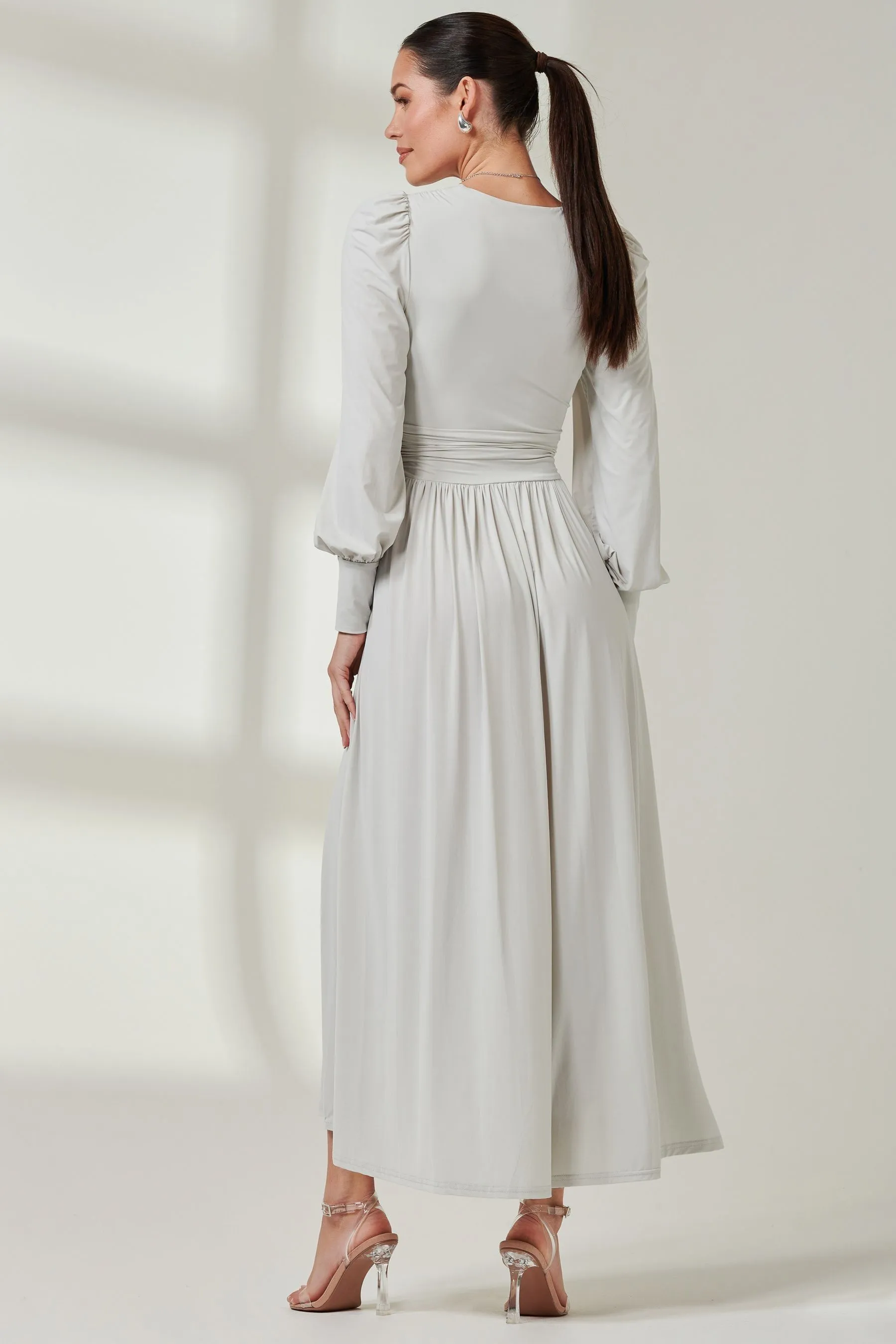 Jolie Moi Manica lunga - Abito maxi in morbido jersey seta