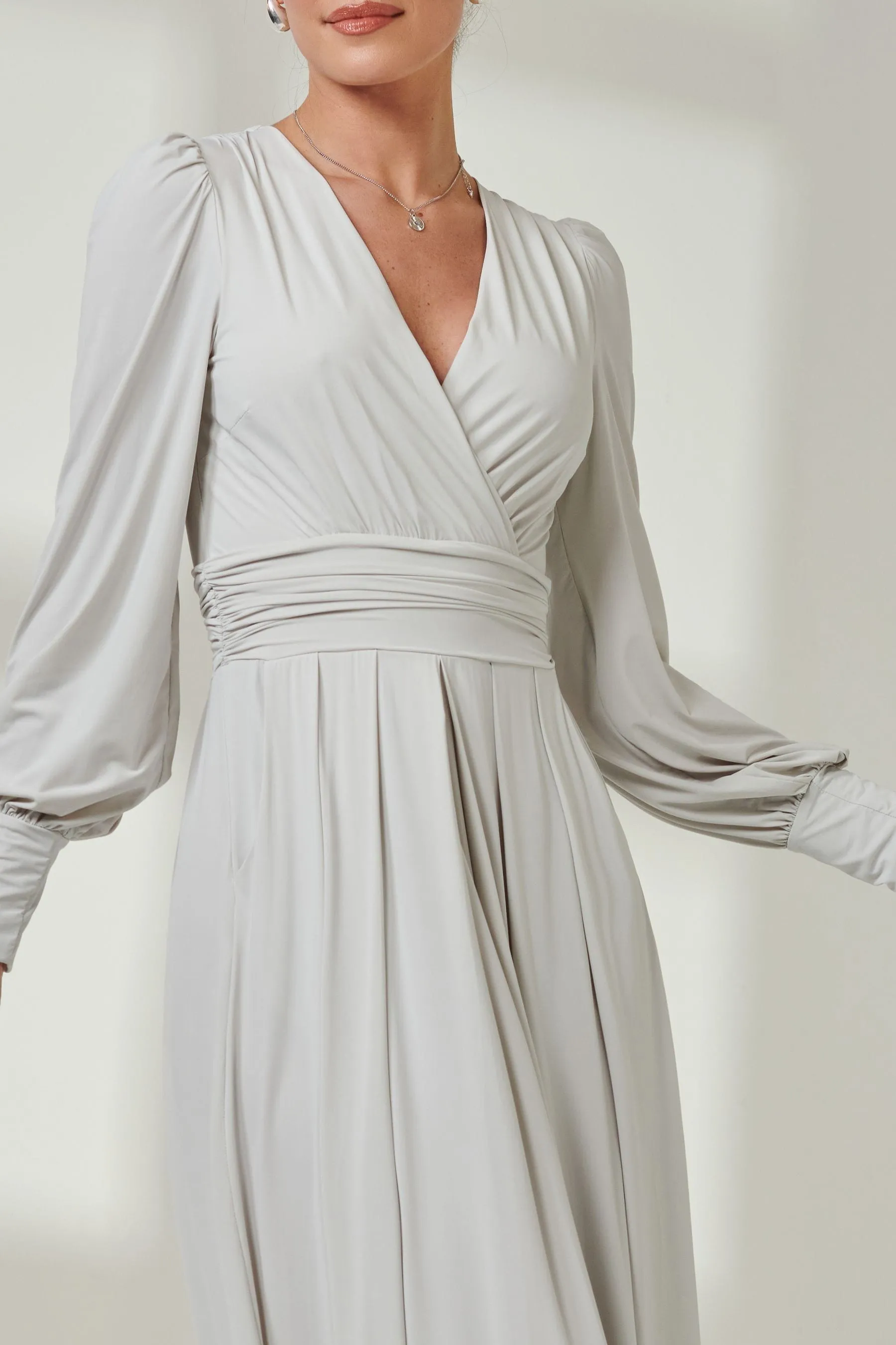 Jolie Moi Manica lunga - Abito maxi in morbido jersey seta