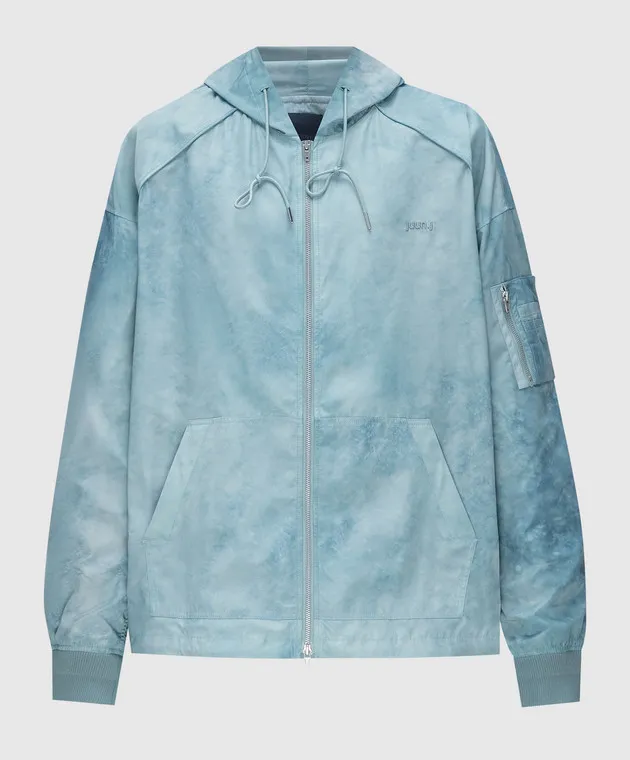 Juun.j Giacca a vento blu con ricamo logo JC4141P13M