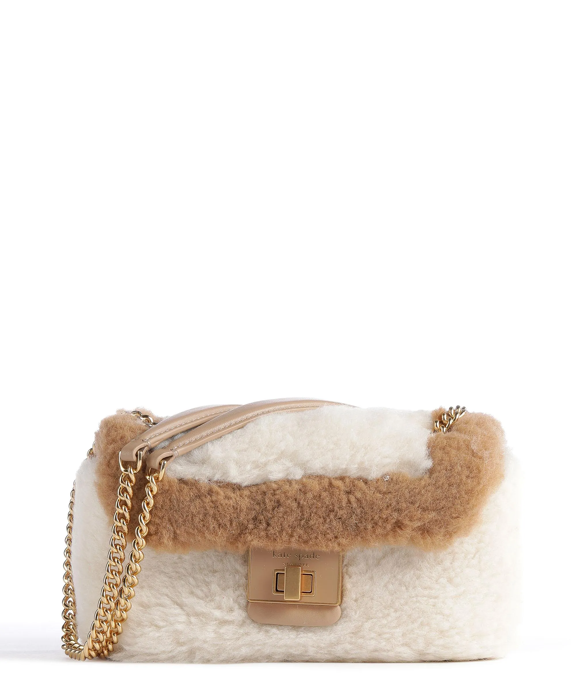  Kate Spade New York Evelyn Faux Shearling Borsa a spalla eco-pelliccia natura  