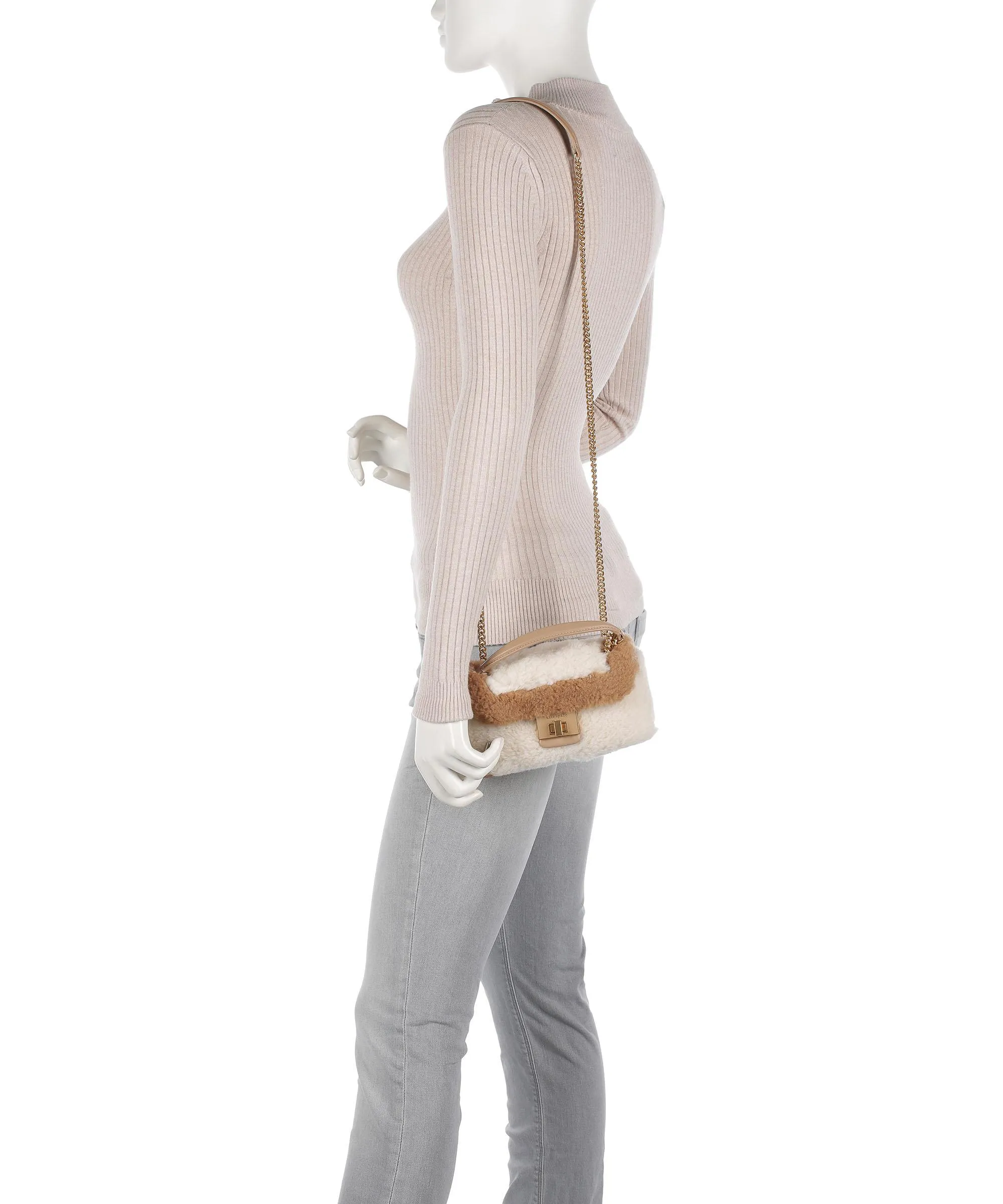  Kate Spade New York Evelyn Faux Shearling Borsa a spalla eco-pelliccia natura  