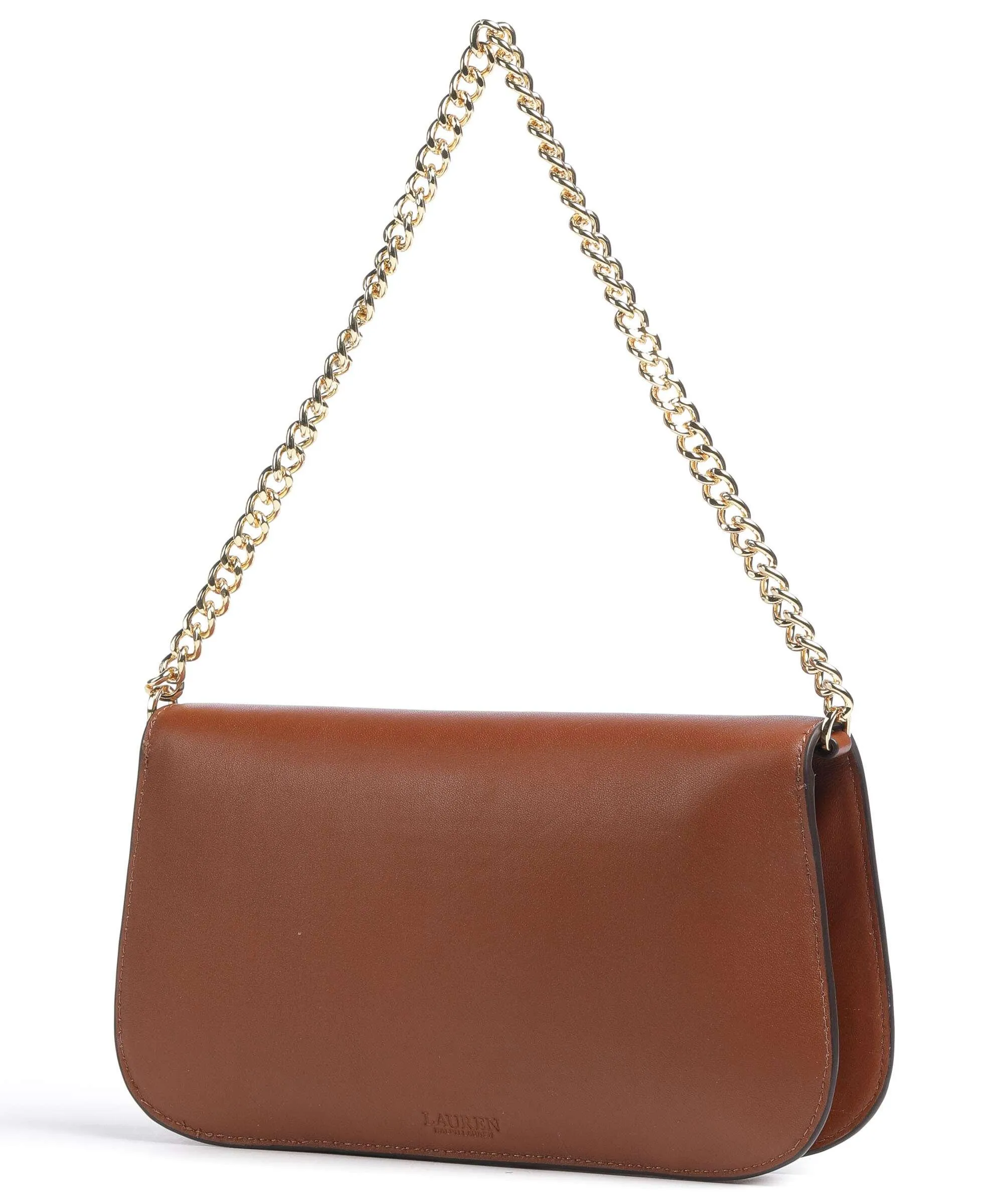  Lauren Ralph Lauren Tanner Medium Borsa a spalla pelle di vacchetta finemente grana marrone  