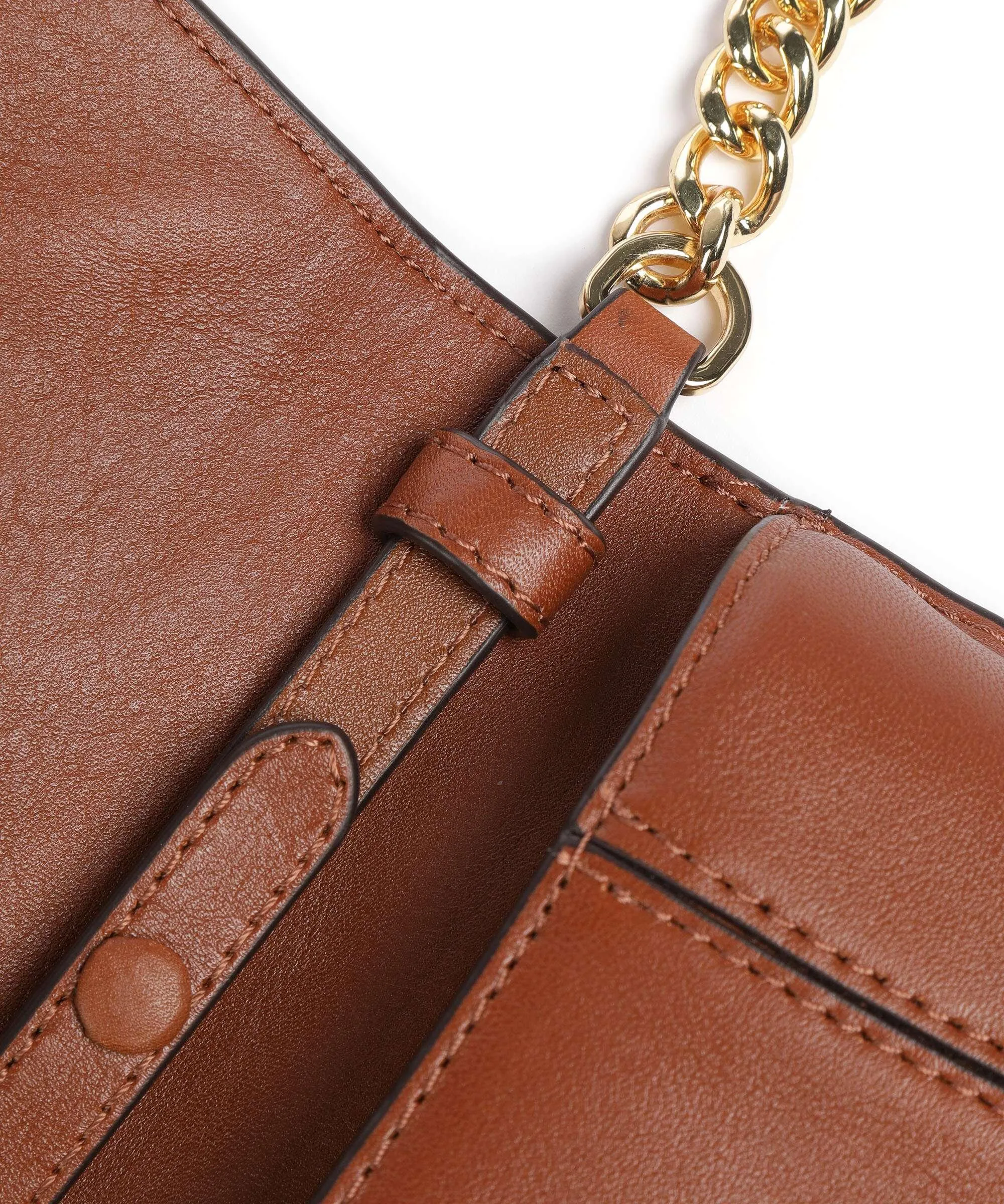  Lauren Ralph Lauren Tanner Medium Borsa a spalla pelle di vacchetta finemente grana marrone  