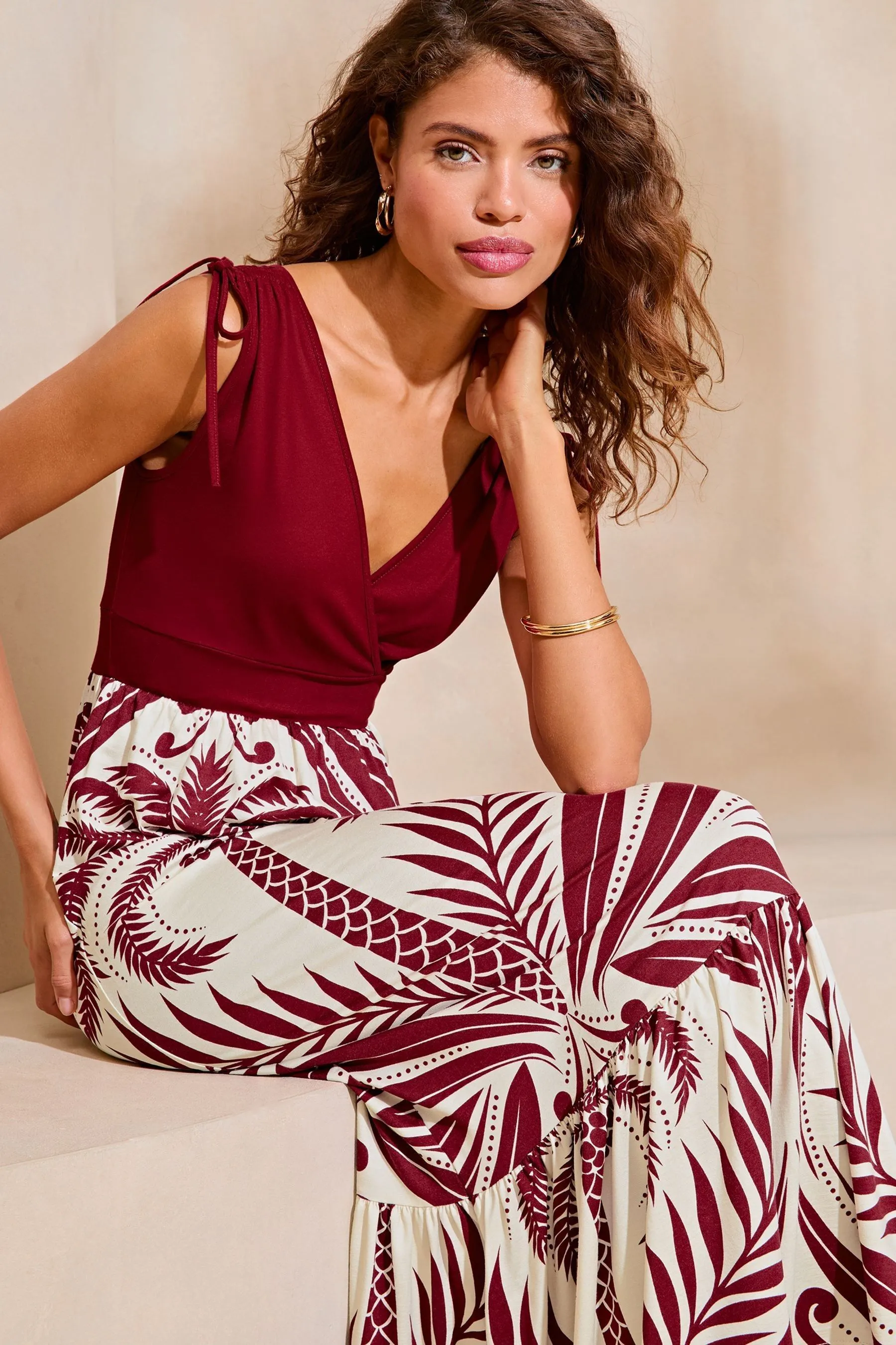 Lipsy - Abito maxi 2 in 1 in jersey stampato