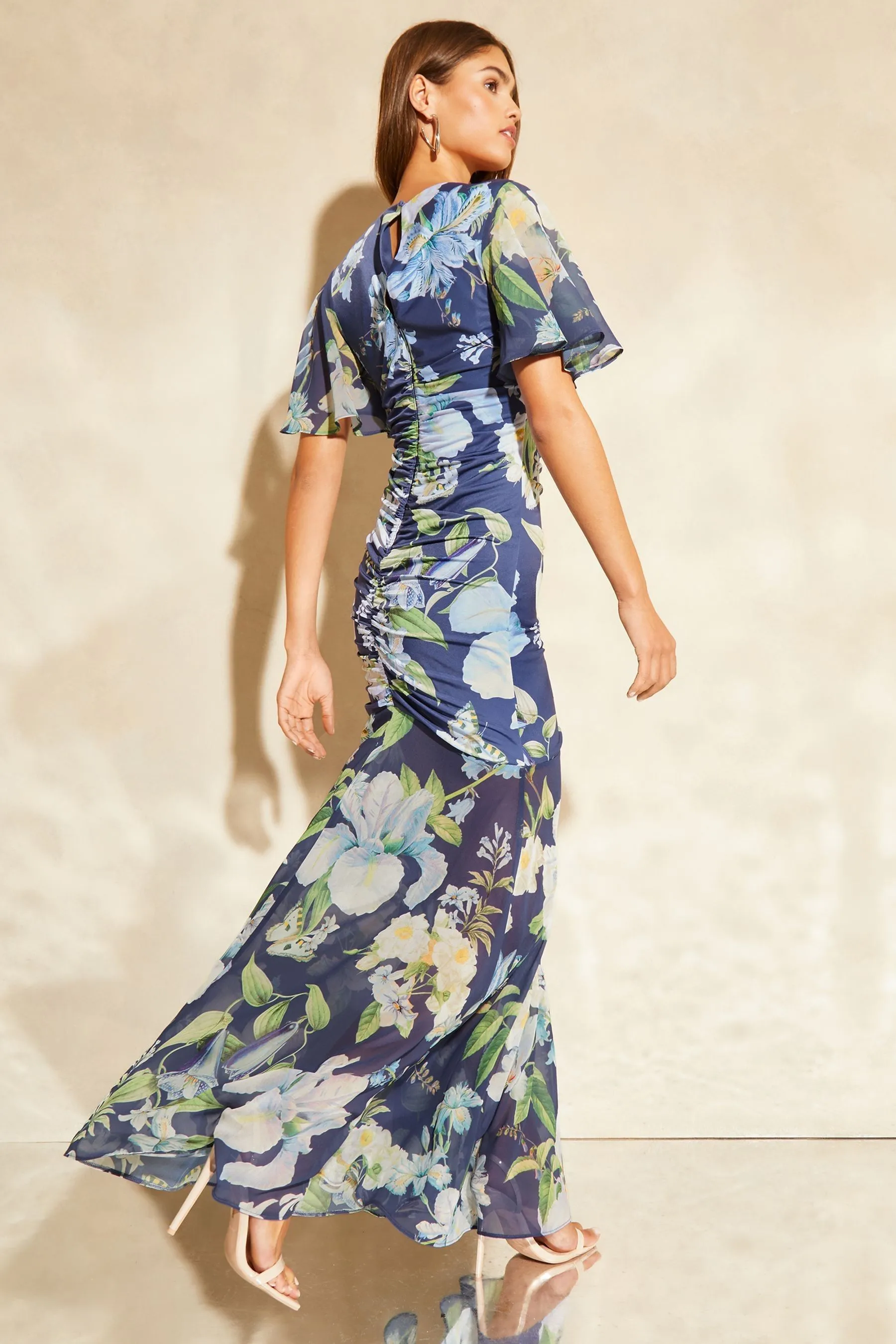 Lipsy - Abito maxi estivo con maniche Scollo a V rete