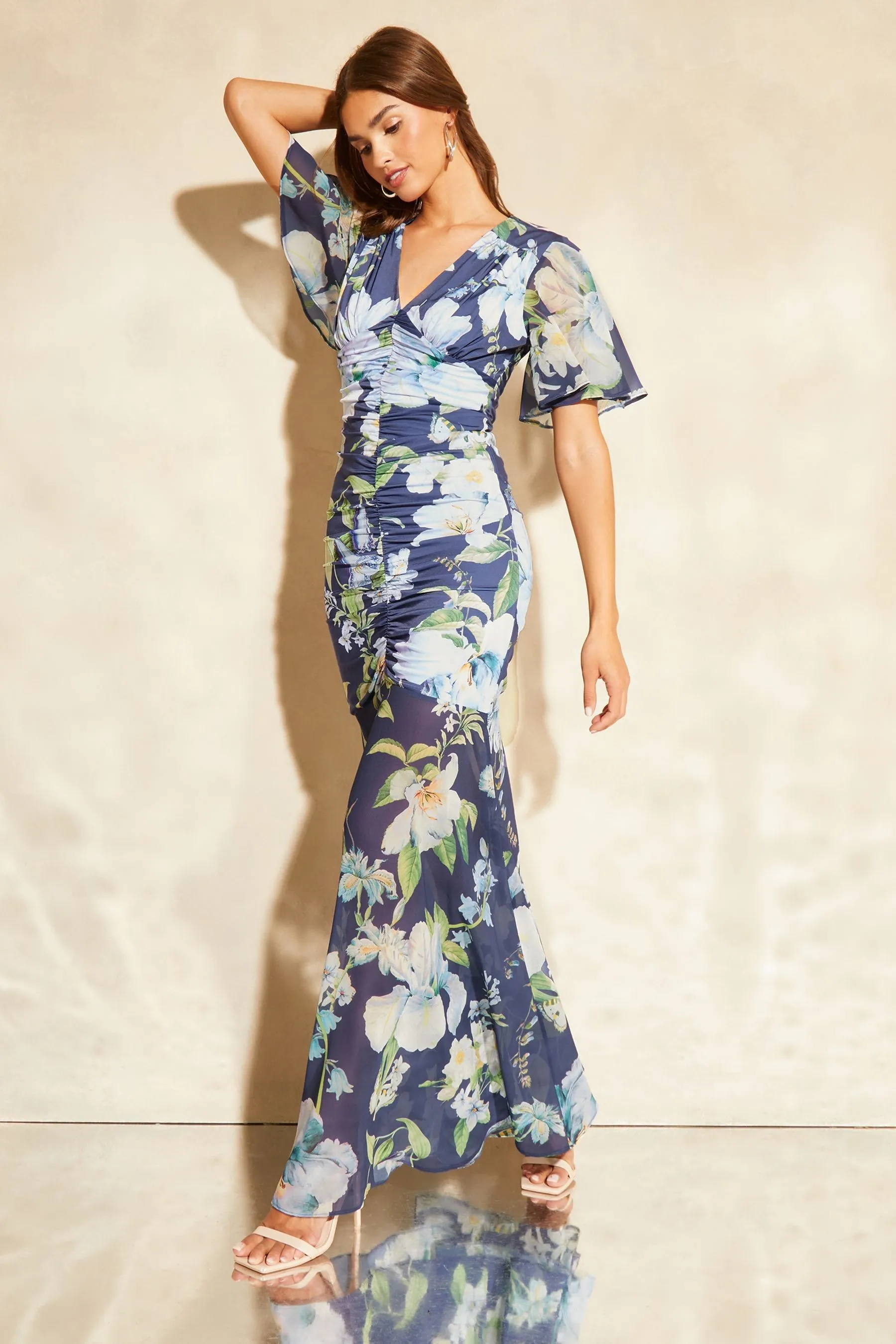 Lipsy - Abito maxi estivo con maniche Scollo a V rete
