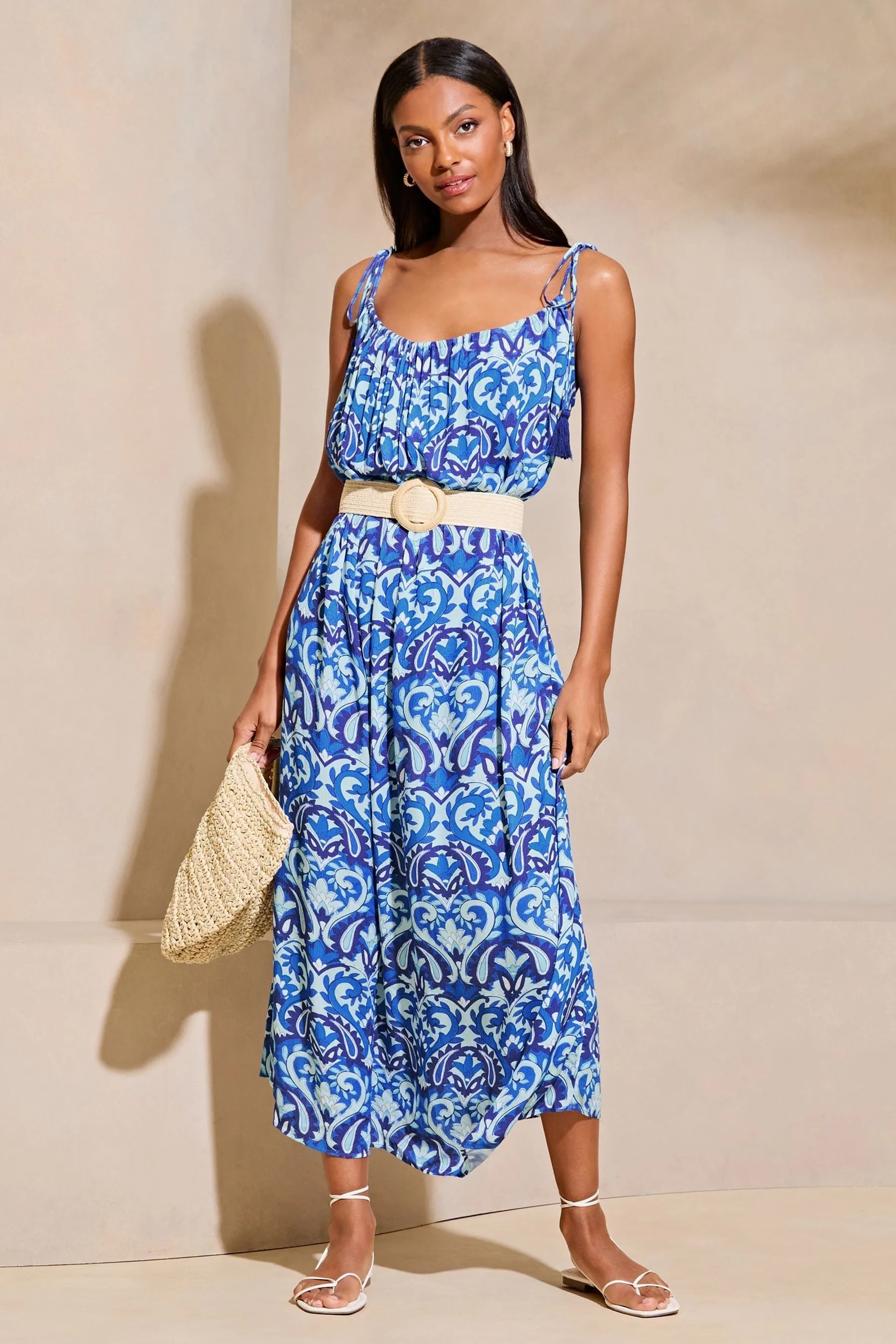 Lipsy - Abito maxi stropicciato con palme
