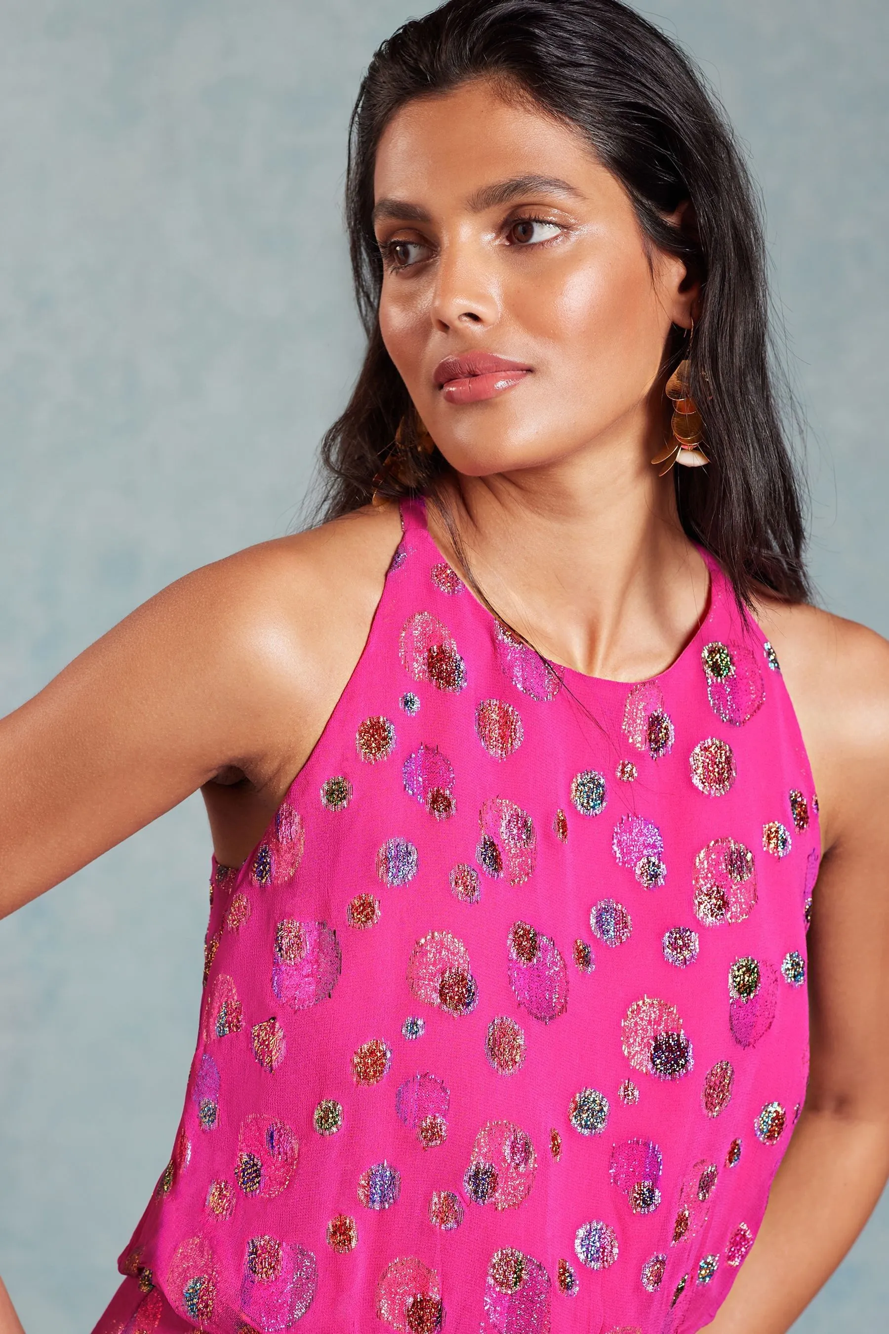 Love & Roses - Abito maxi con scollo all'americana e volant