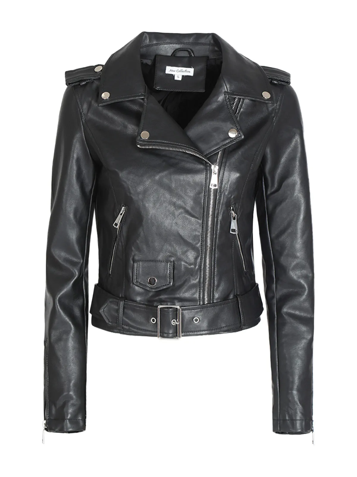Lovery Blouson biker en éco-cuir pour femme