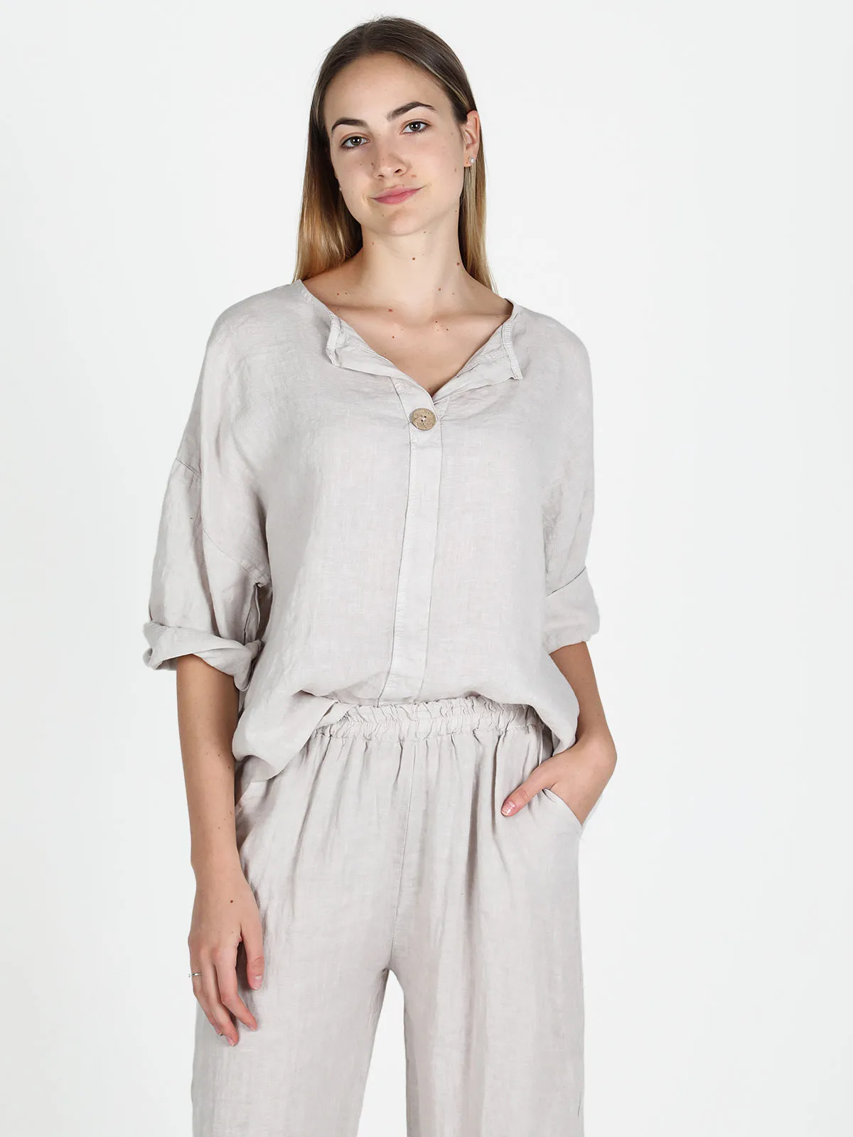 Made In Italy Blouse femme oversize en lin