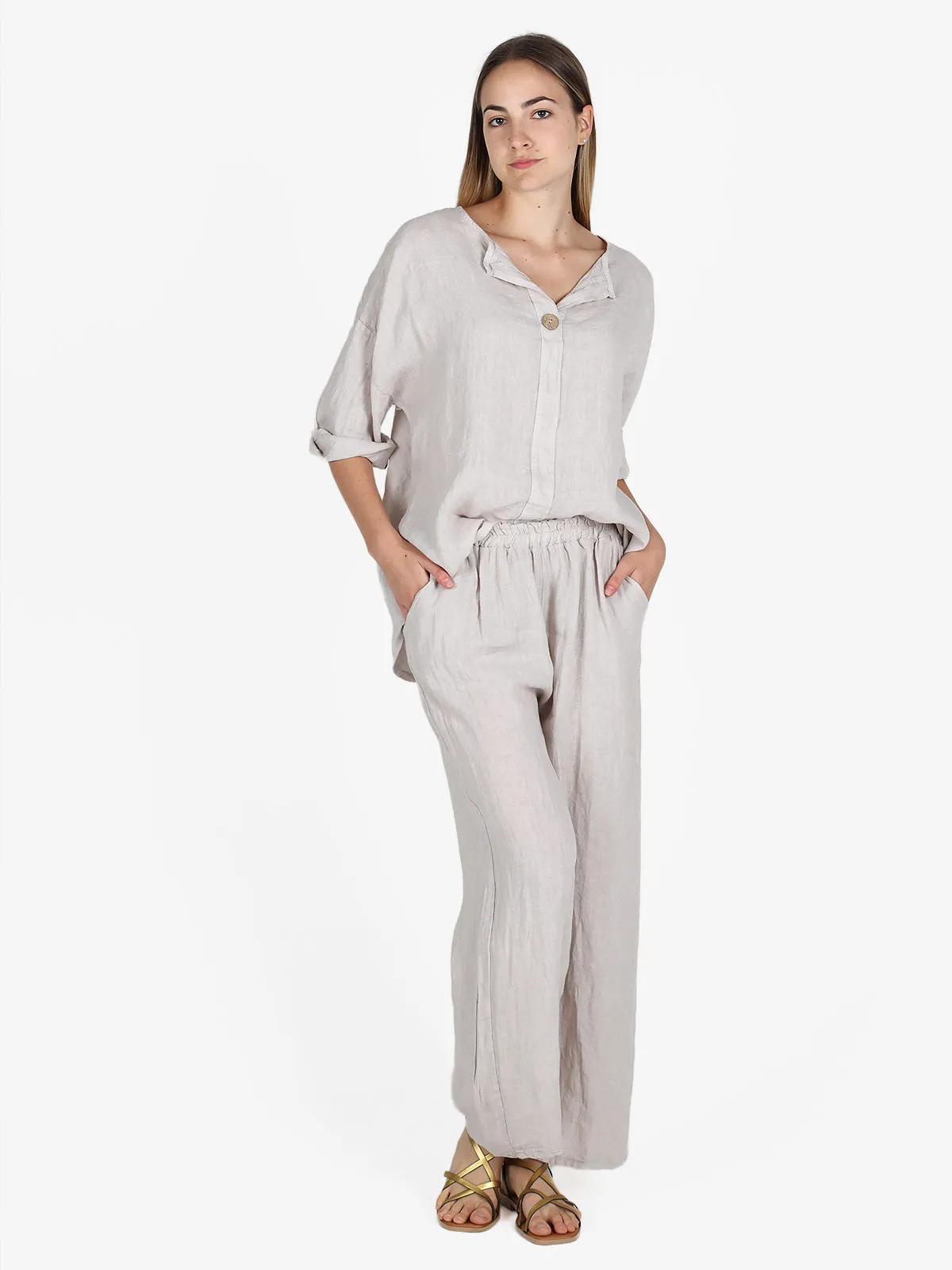 Made In Italy Blouse femme oversize en lin