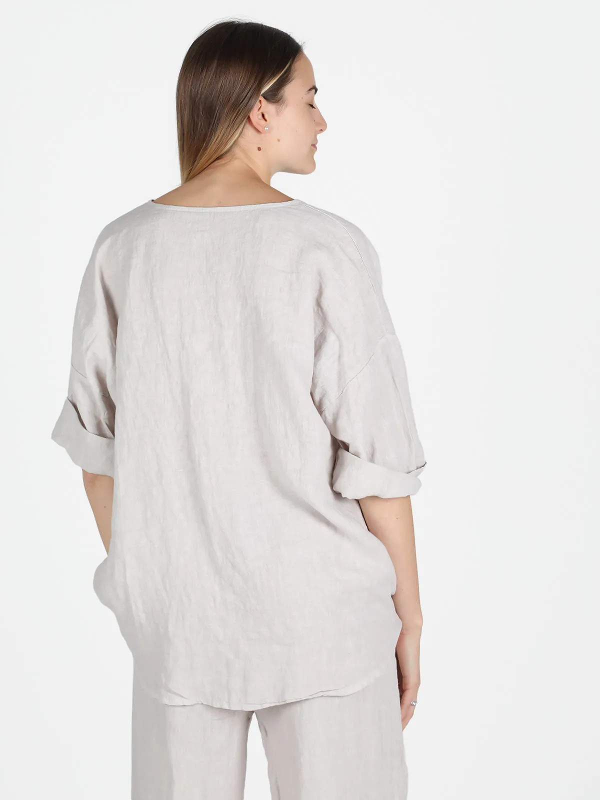 Made In Italy Blouse femme oversize en lin