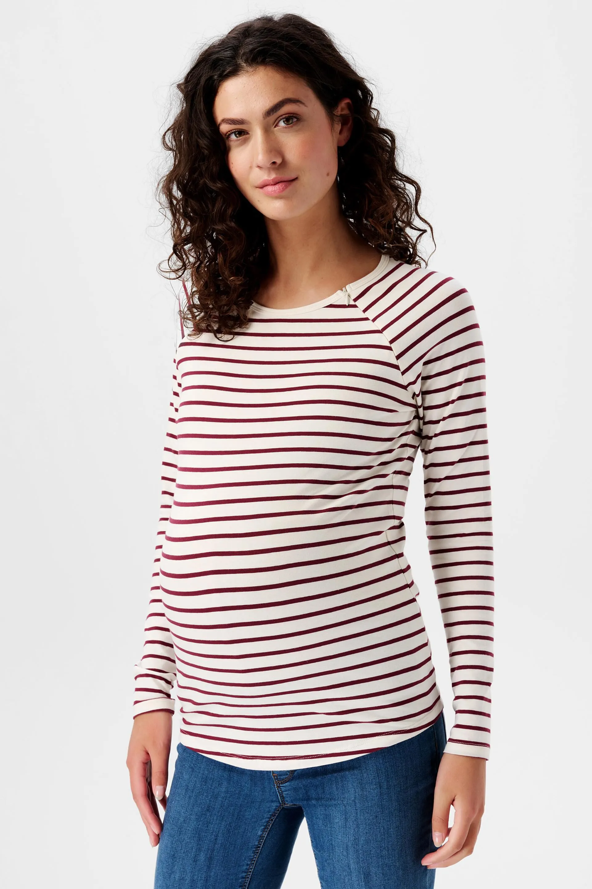 Maglia a righe a maniche lunghe da allattamento