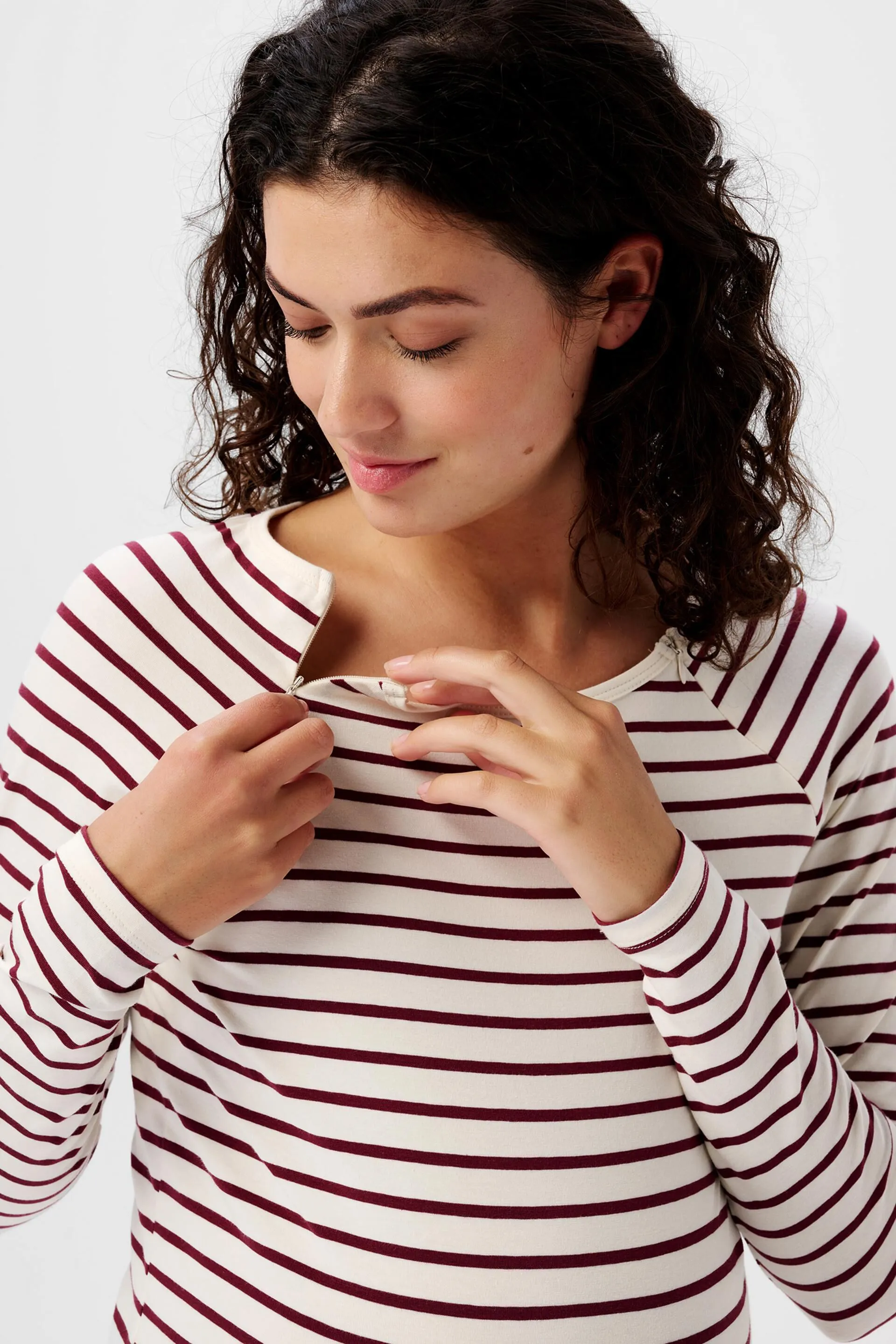 Maglia a righe a maniche lunghe da allattamento