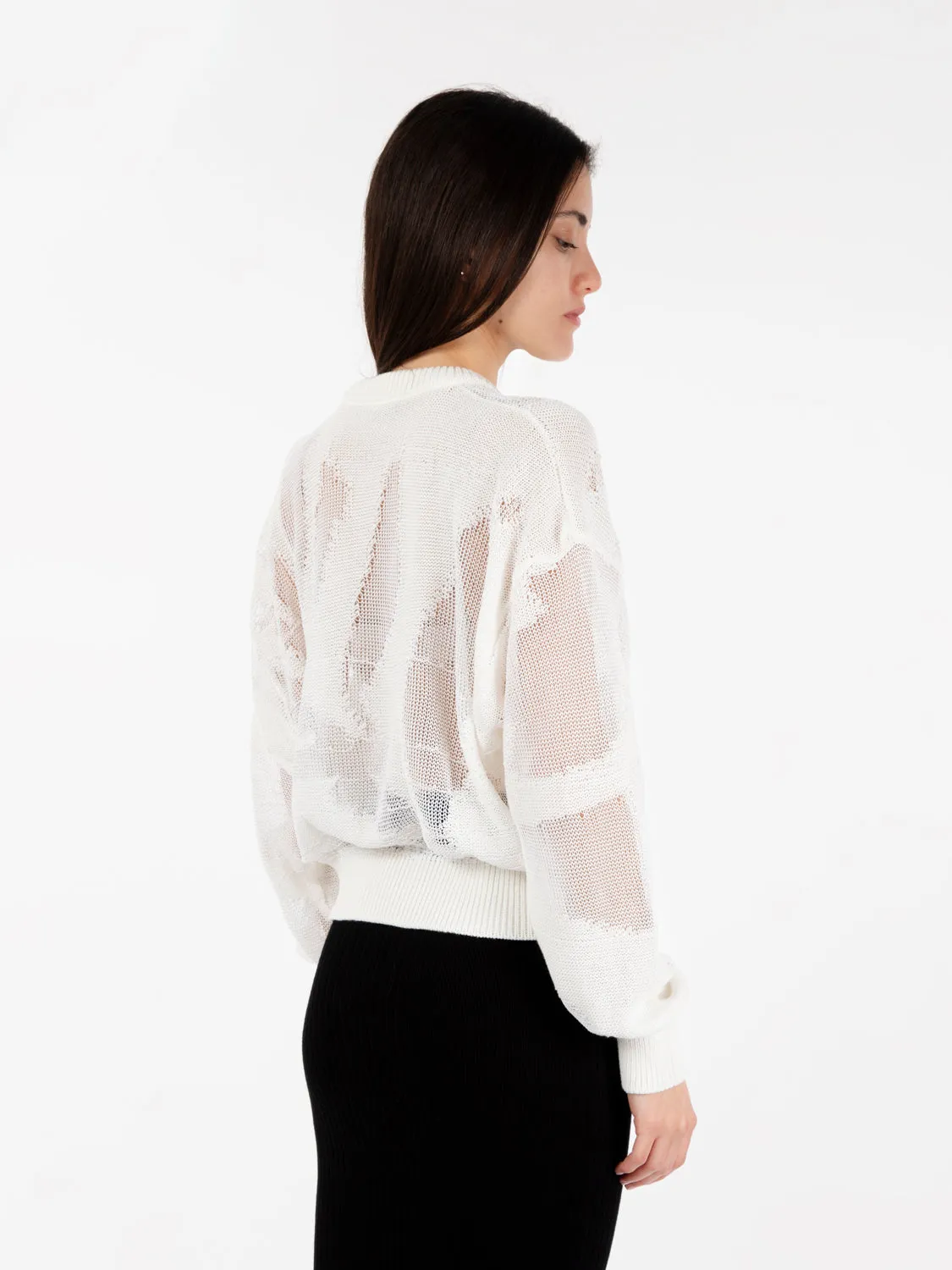 Maglia girocollo intarsio ecru