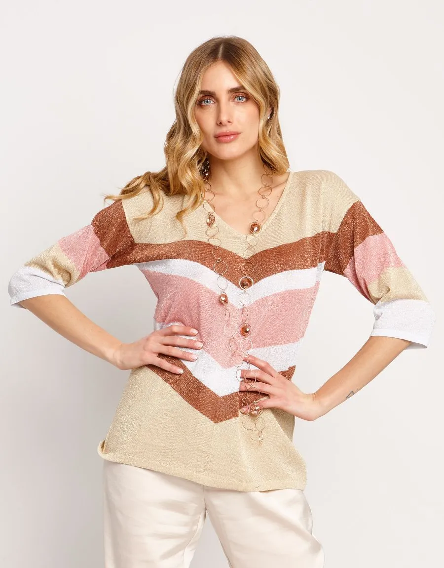 Maglia in lurex a righe