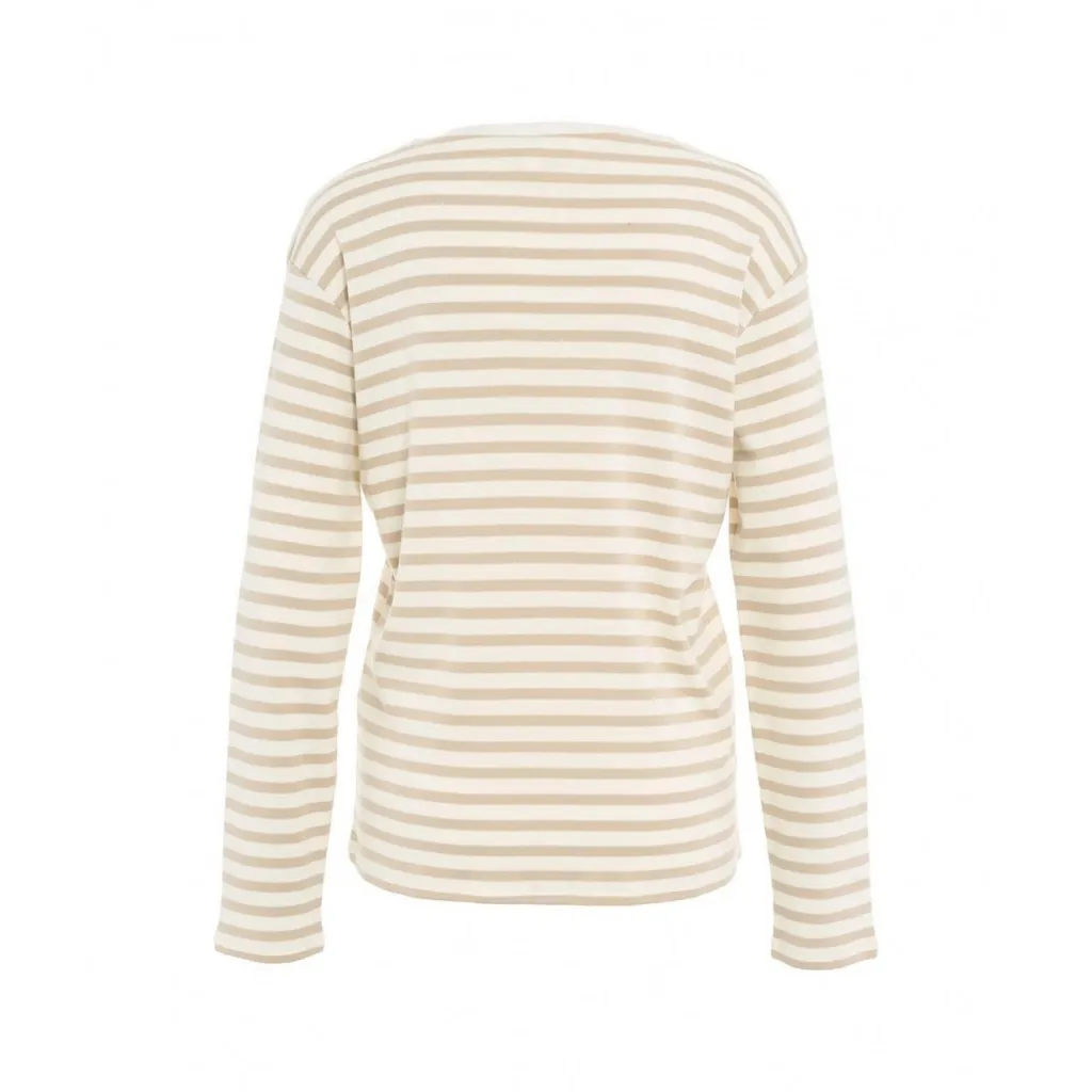 Maglietta con righe a contrasto beige