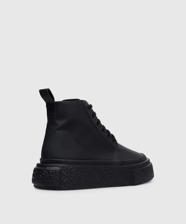 Maison Margiela MM6 Stivali in pelle nera con logo SH1WS0010P7020