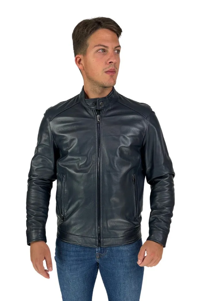 Master Pelle biker in nappa con colletto alla coreana mp814