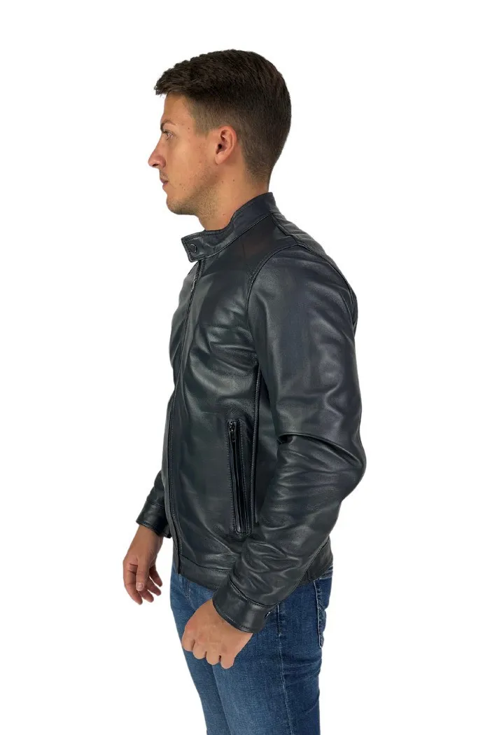 Master Pelle biker in nappa con colletto alla coreana mp814
