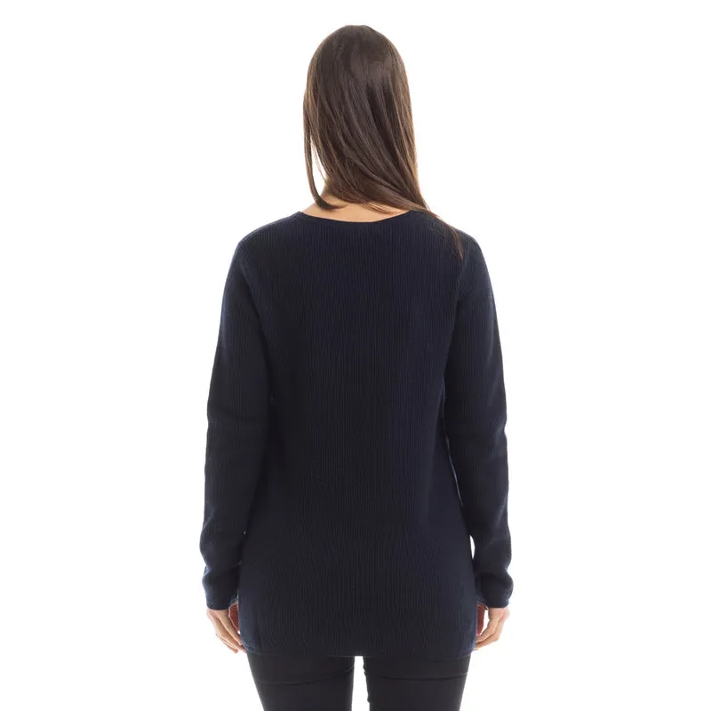 Max Mara Maglia a coste misto cashmere blu notte