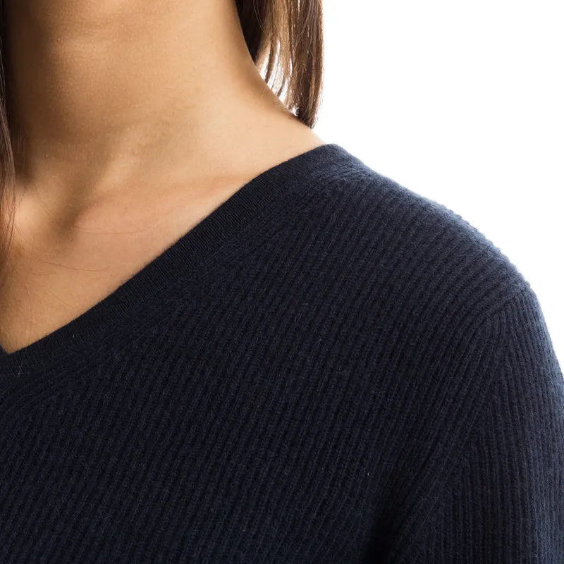 Max Mara Maglia a coste misto cashmere blu notte