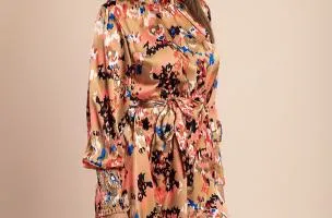 Miniabito elegante con stampa, beige