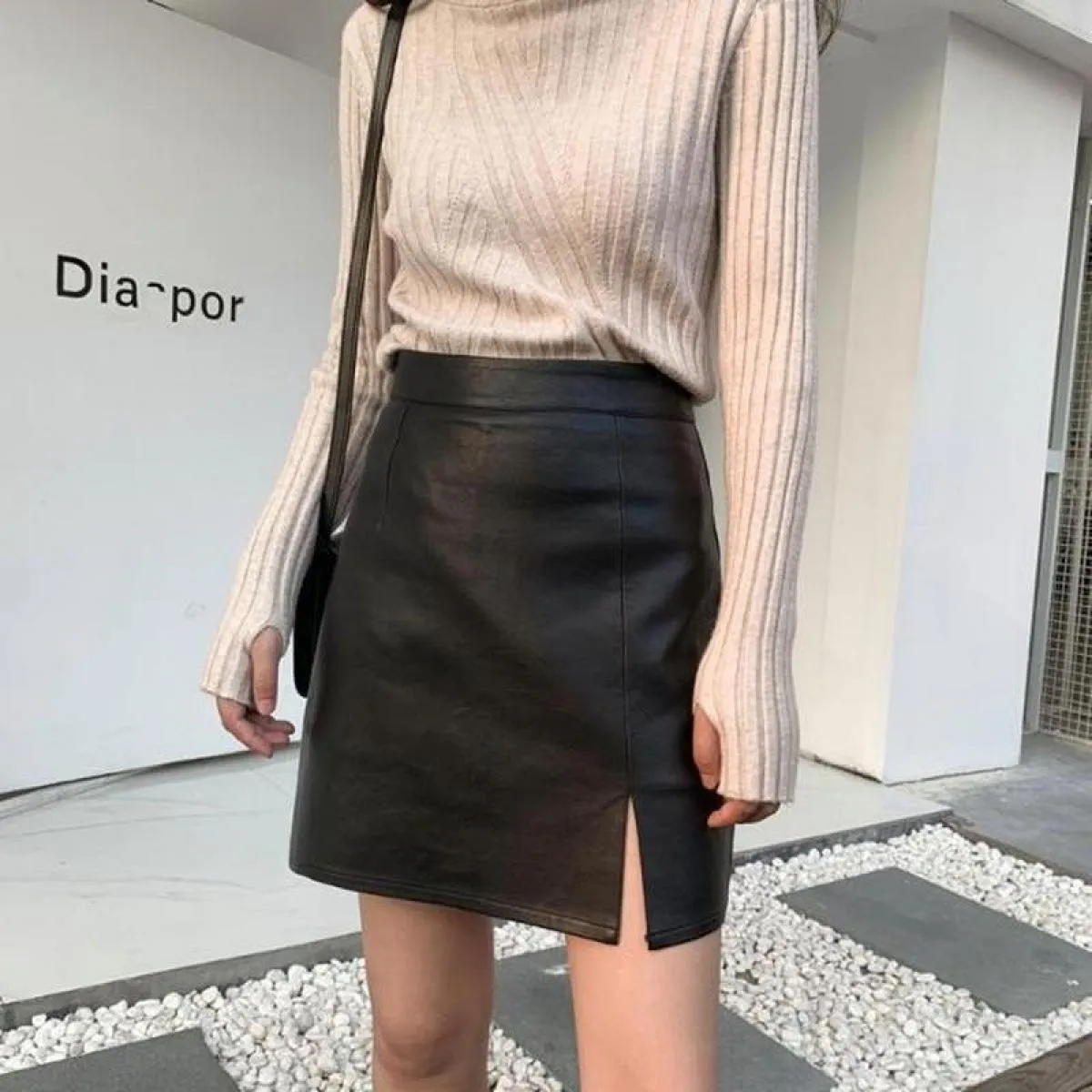 Minigonne in pelle Minigonna in pelle irregolare da donna Gonna in pelle stile street Gonne