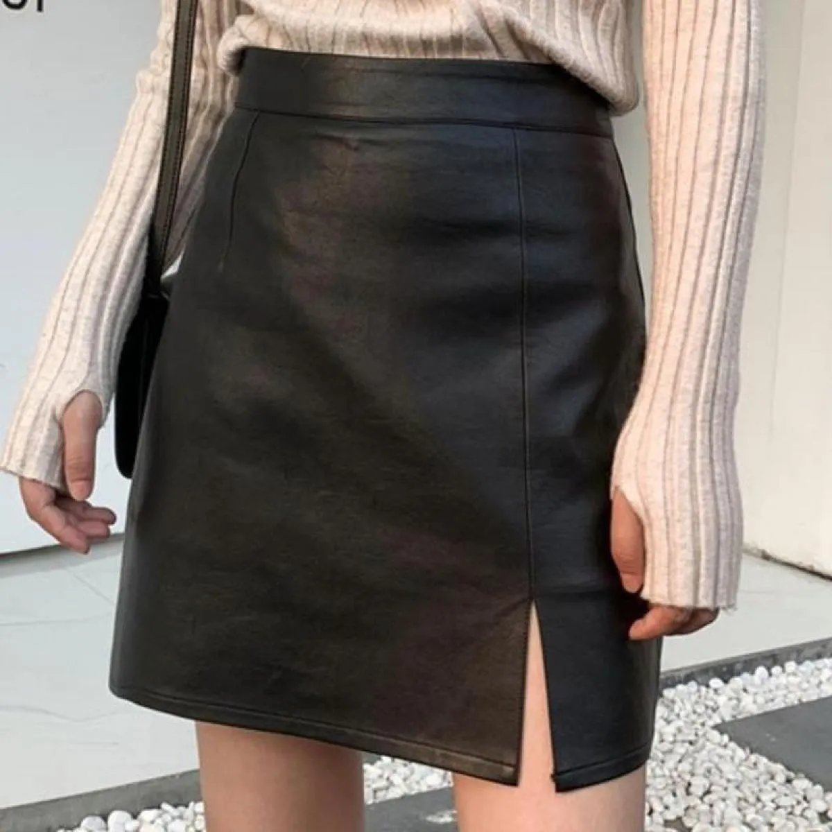 Minigonne in pelle Minigonna in pelle irregolare da donna Gonna in pelle stile street Gonne
