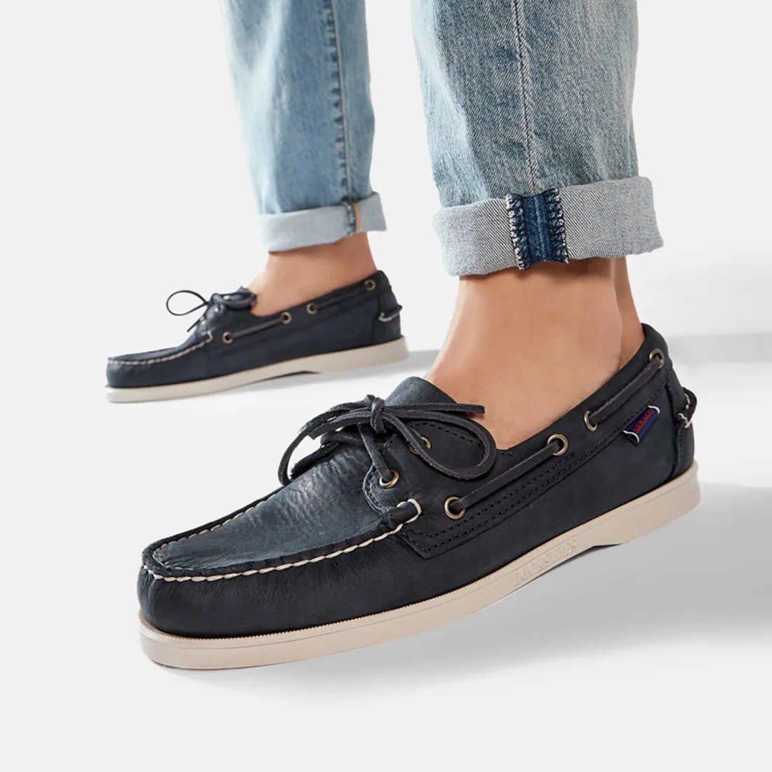 Mocassino da barca Sebago Docksides Portland Crazy Horse Blue navy