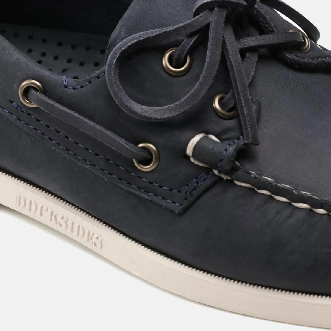 Mocassino da barca Sebago Docksides Portland Crazy Horse Blue navy