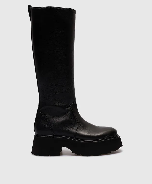 N21 Stivali in pelle nera con logo 23ISP04550455