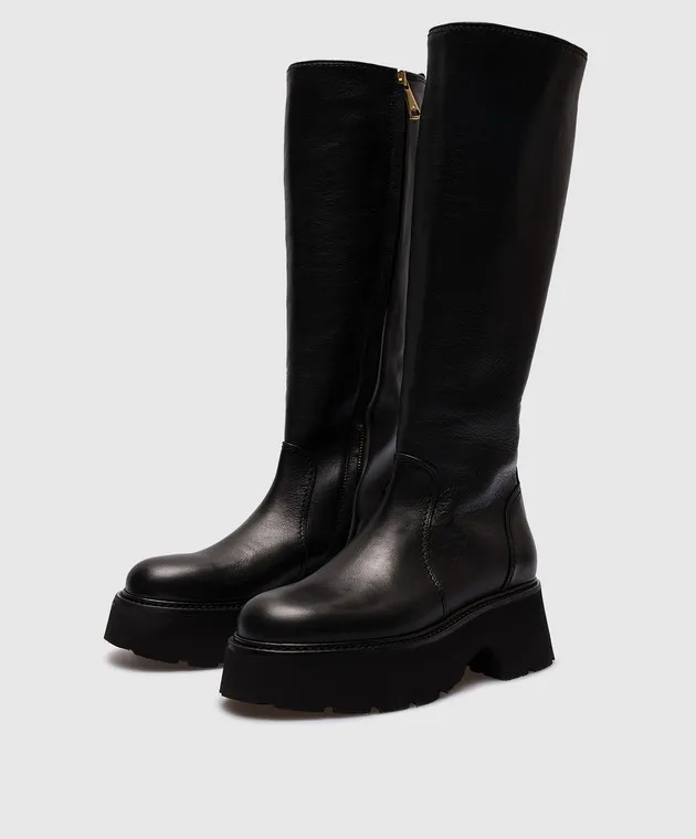 N21 Stivali in pelle nera con logo 23ISP04550455