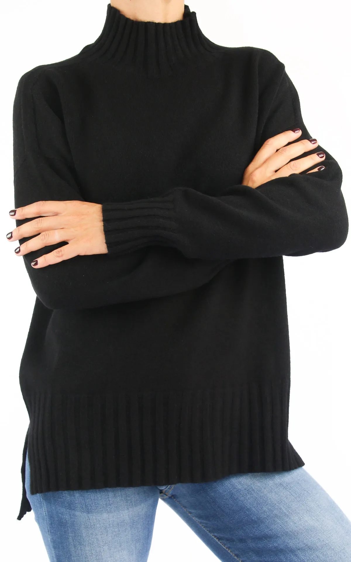 Off-on – Maglia viscosa lupetto – nero
