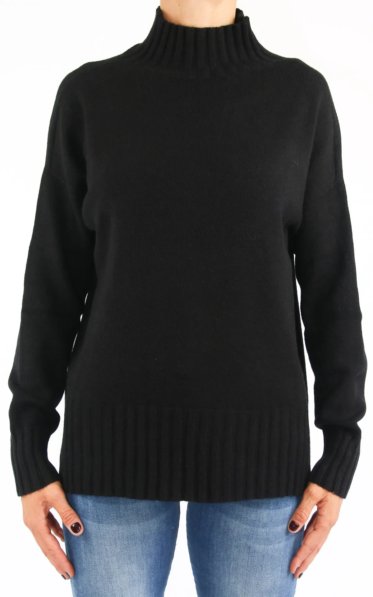 Off-on – Maglia viscosa lupetto – nero