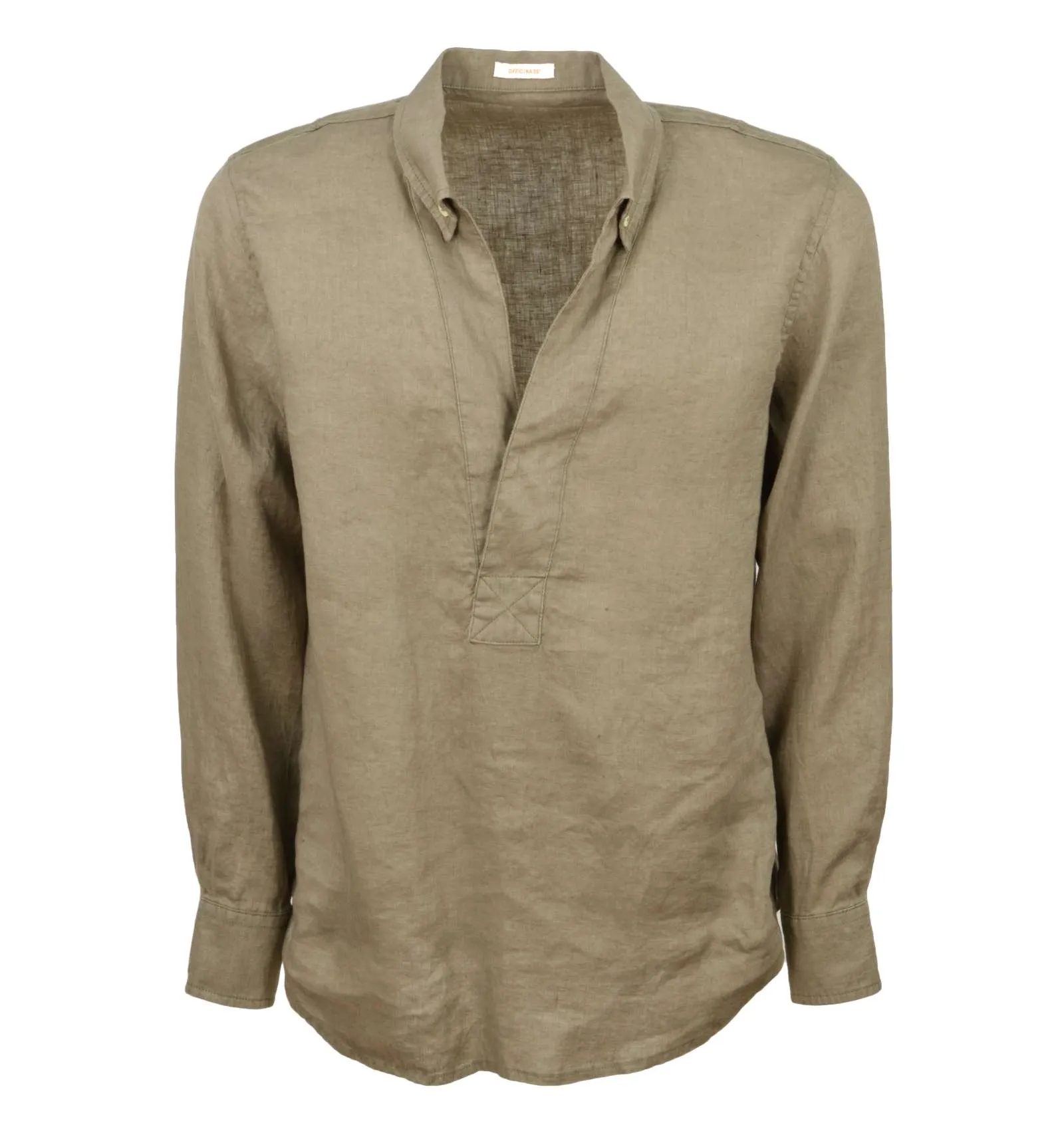 OFFICINA 36 uomo camicia lino senza bottoni beige CAMICIA 3018 CONAN