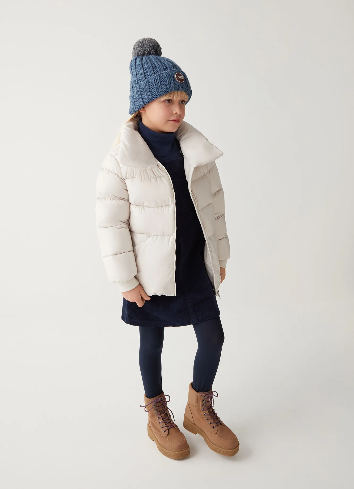 Oversize down jacket with elastic at the hem