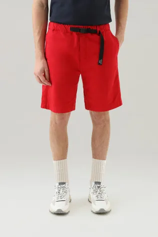 Pantaloncini Chino tinti in capo in cotone elasticizzato                                                                        