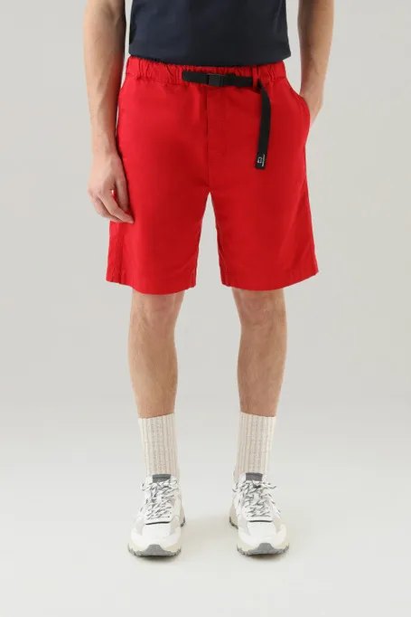 Pantaloncini Chino tinti in capo in cotone elasticizzato                                                                        